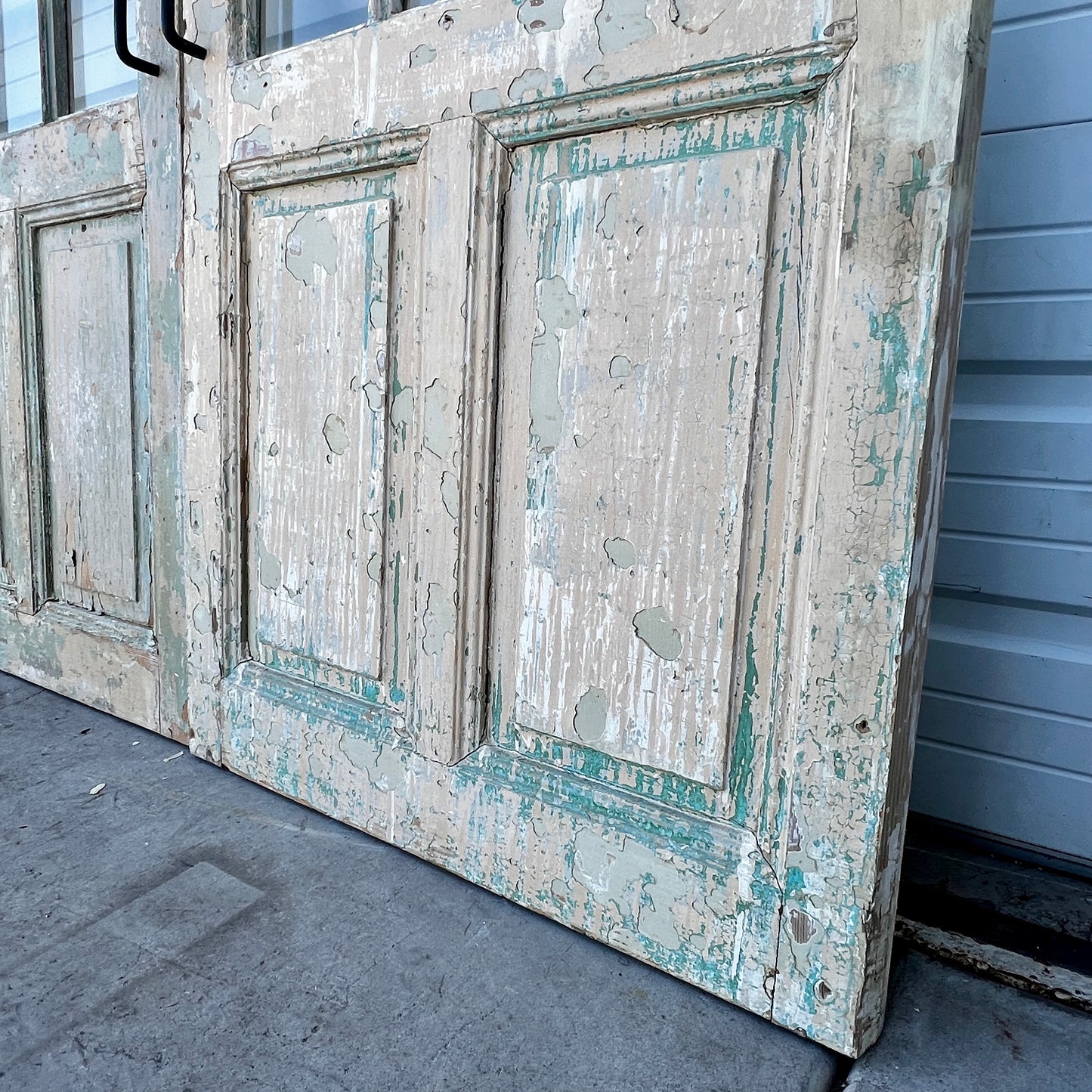 Pair of 2 Panel 15 Lite Painted Wood French Antique Doors