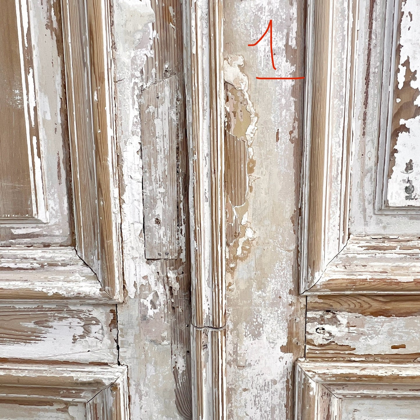 Pair of Antique 4 Panel Washed Wood Doors