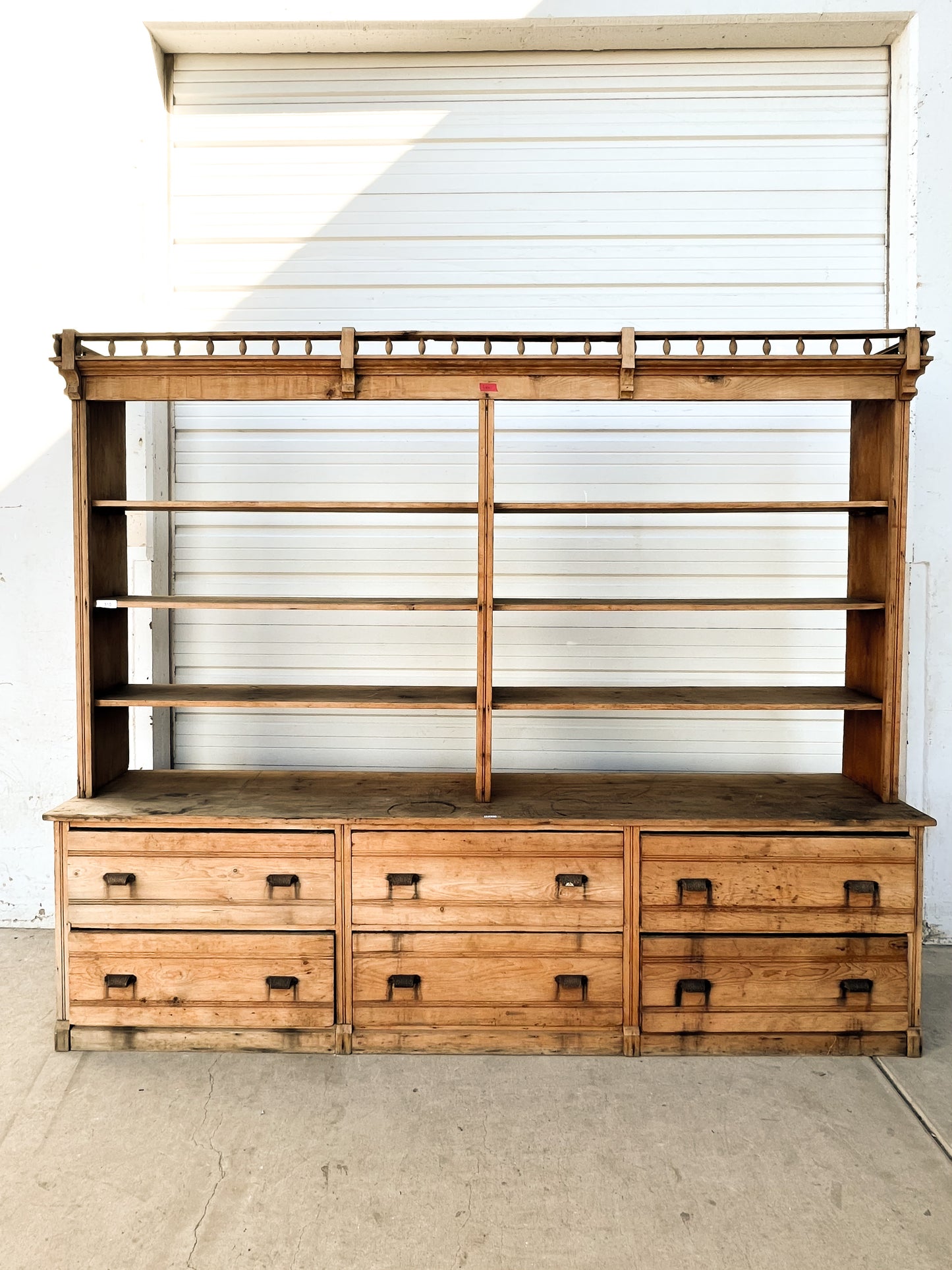 General Store Two Piece Antique Display Cabinet