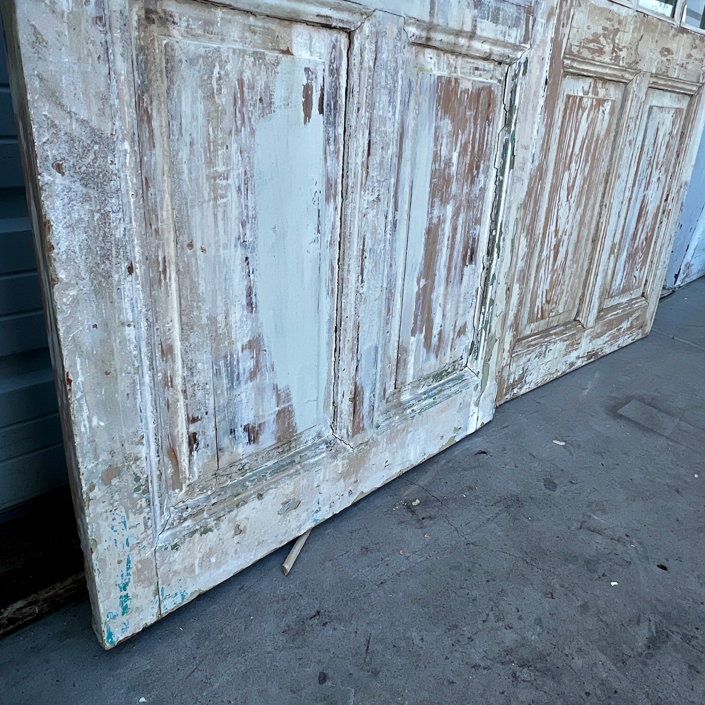 Pair of 2 Panel 15 Lite Painted Wood French Antique Doors