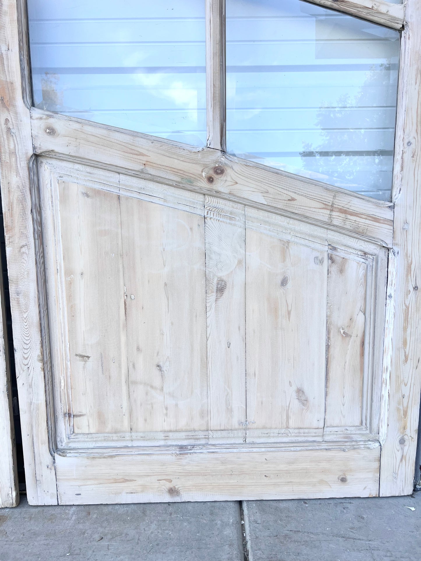 Set of Arched Washed Wood Doors w/24 Lites