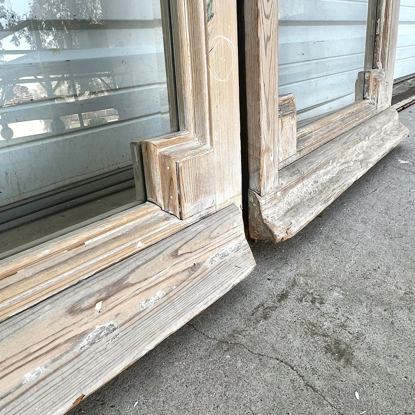 Pair of Antique Rectangle Natural Wood Windows