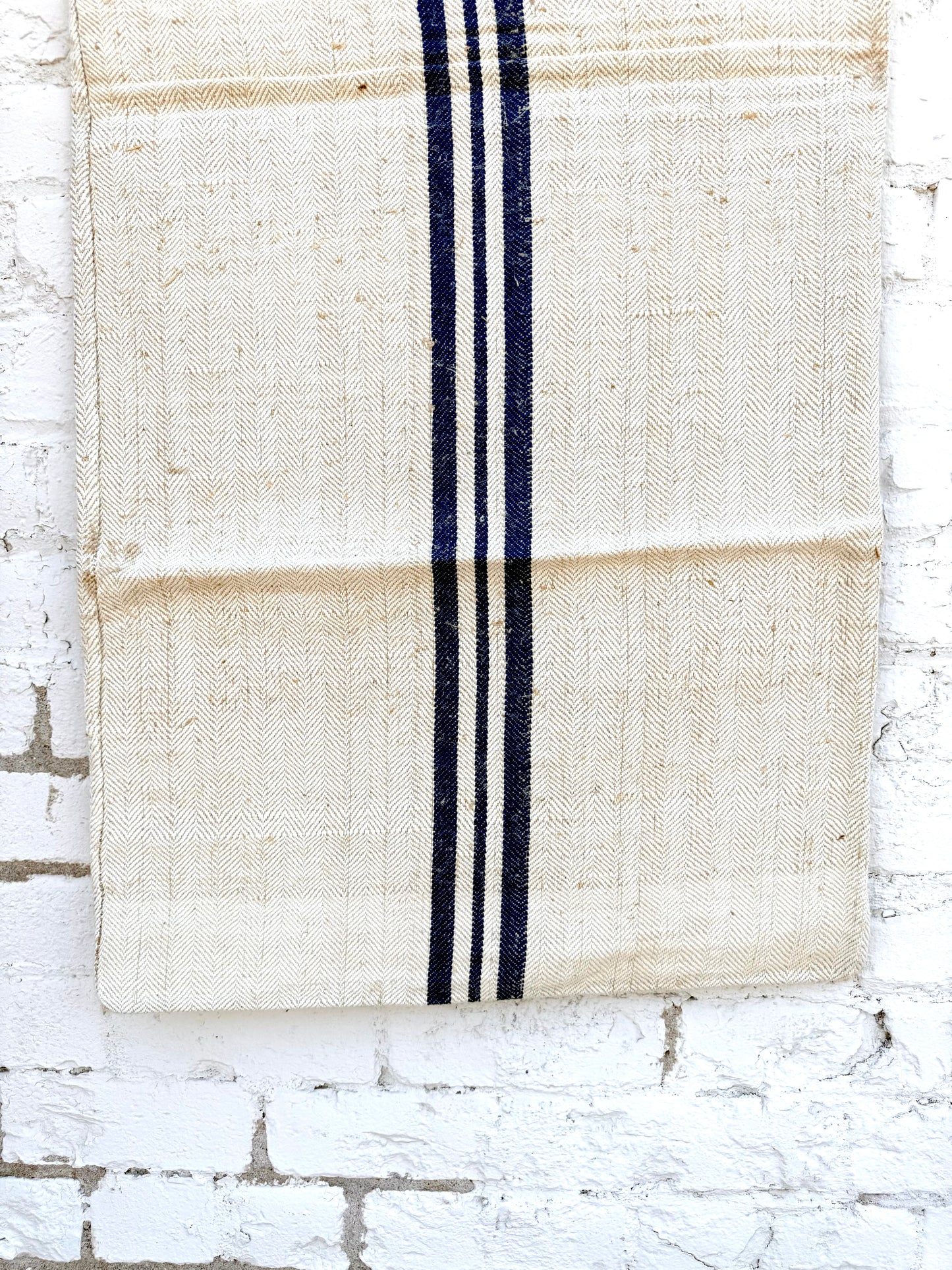 White French Grain Sack with Blue Stripe