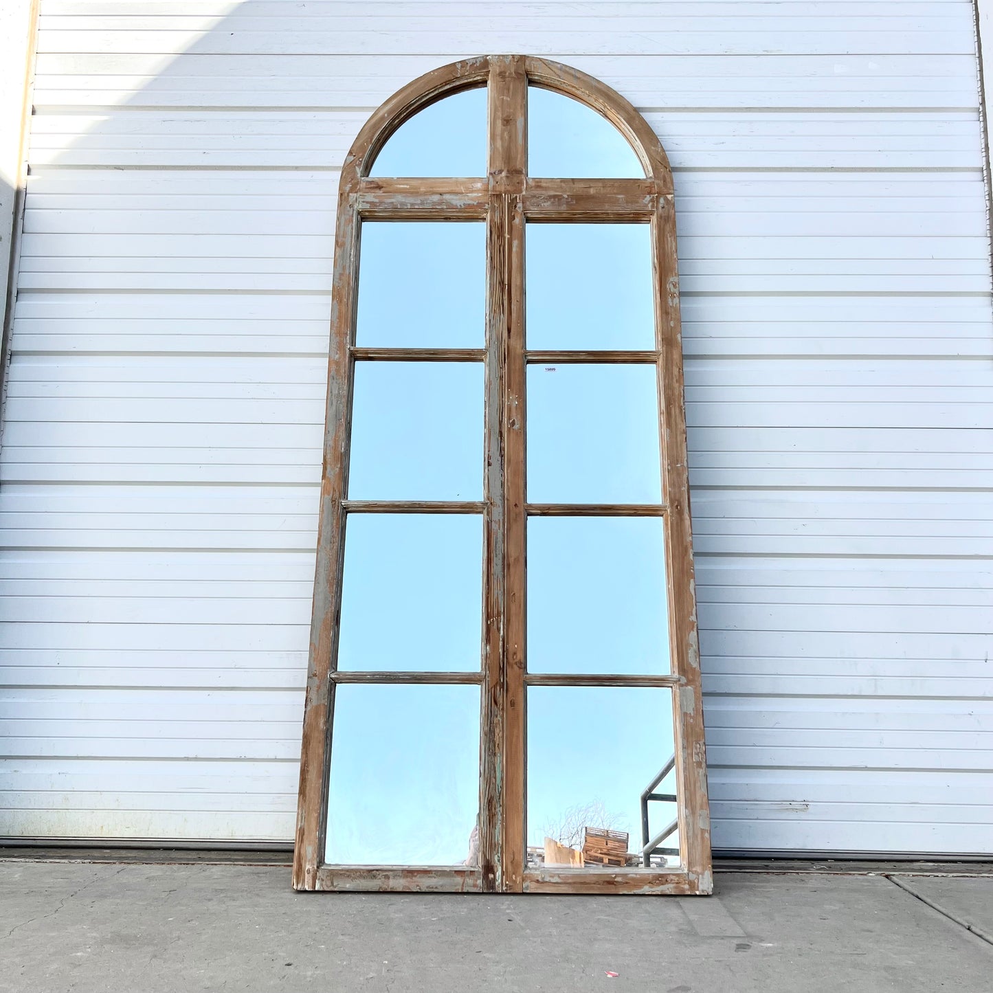 Wood Arched Mirror w/10 Panes