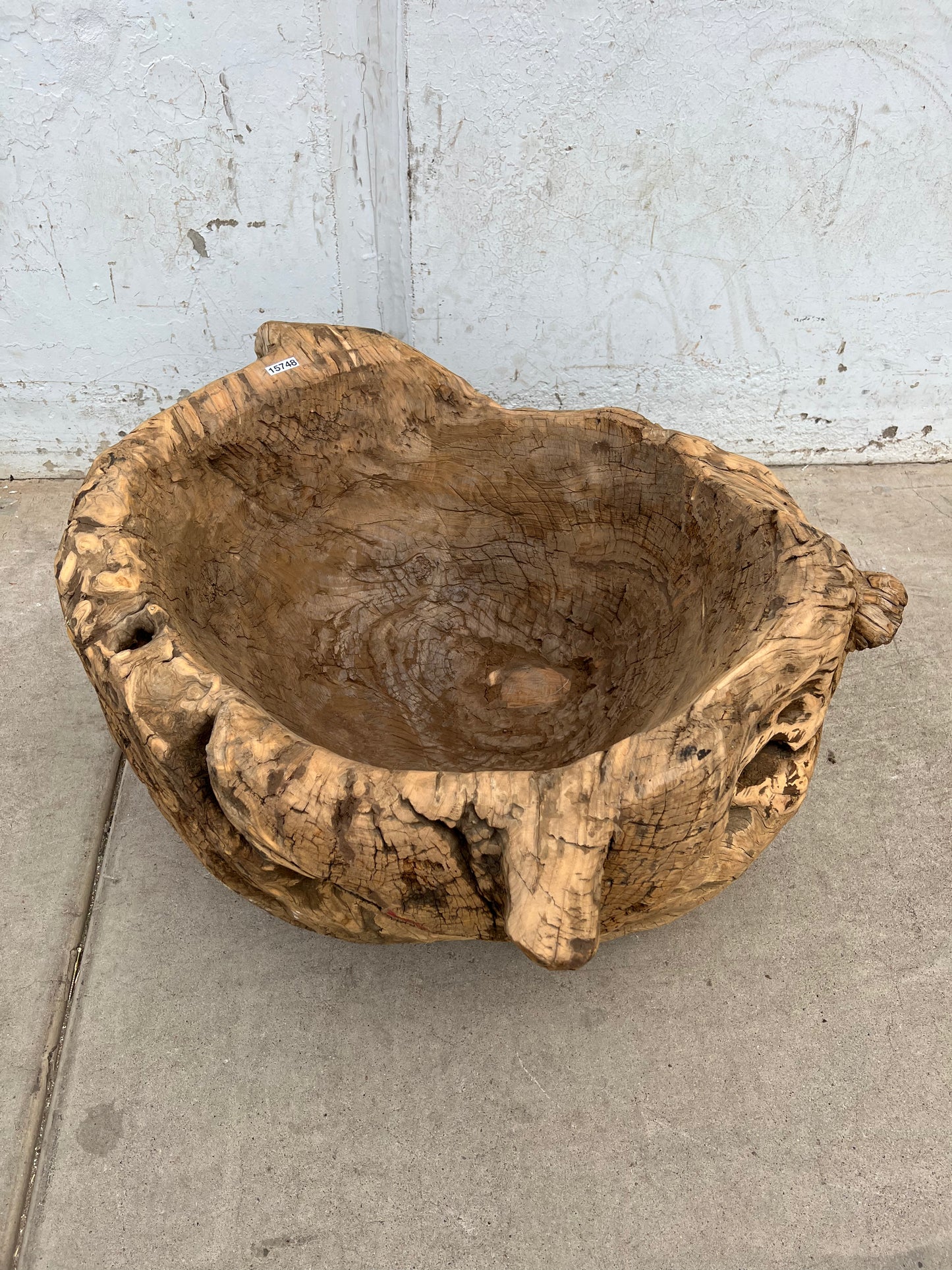 XXL Carved Wood Bowl/Planter