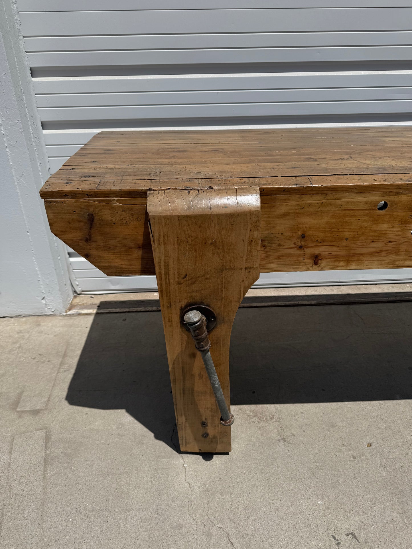 Antique Grey Work Table with Vise