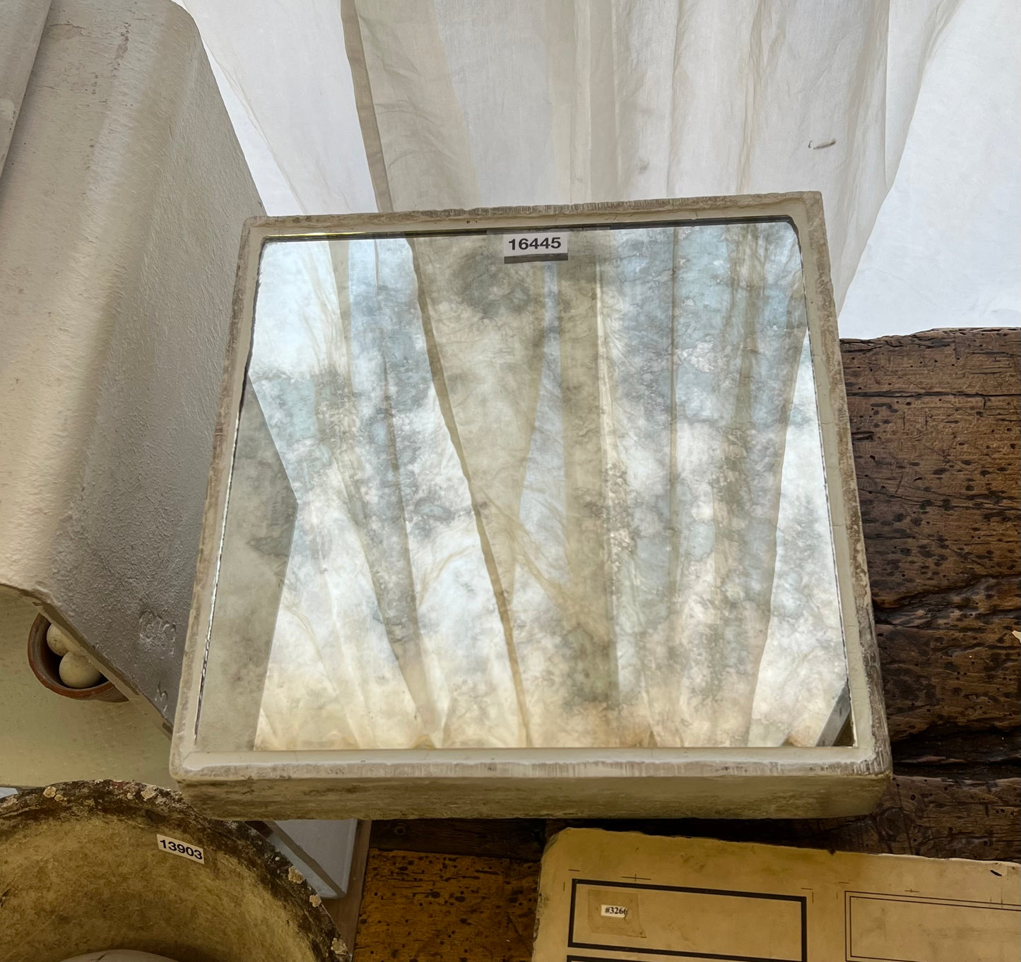 Single Willy Guhl Square Mirror (Antiqued Mirror)