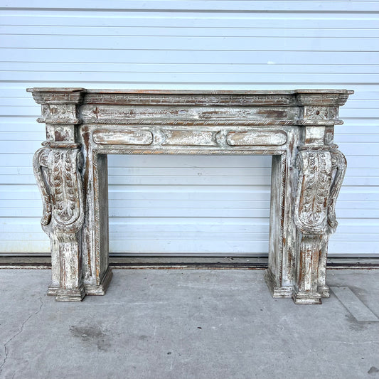 Painted and Carved Fireplace Mantel