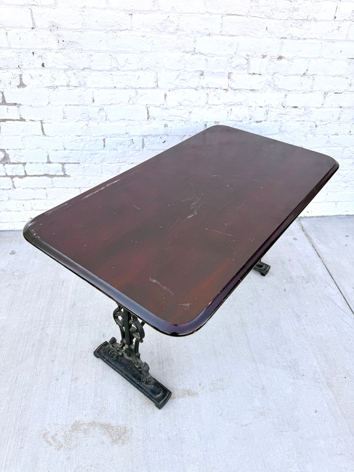 Vintage Pub Table with Wood top and Cast Iron Base