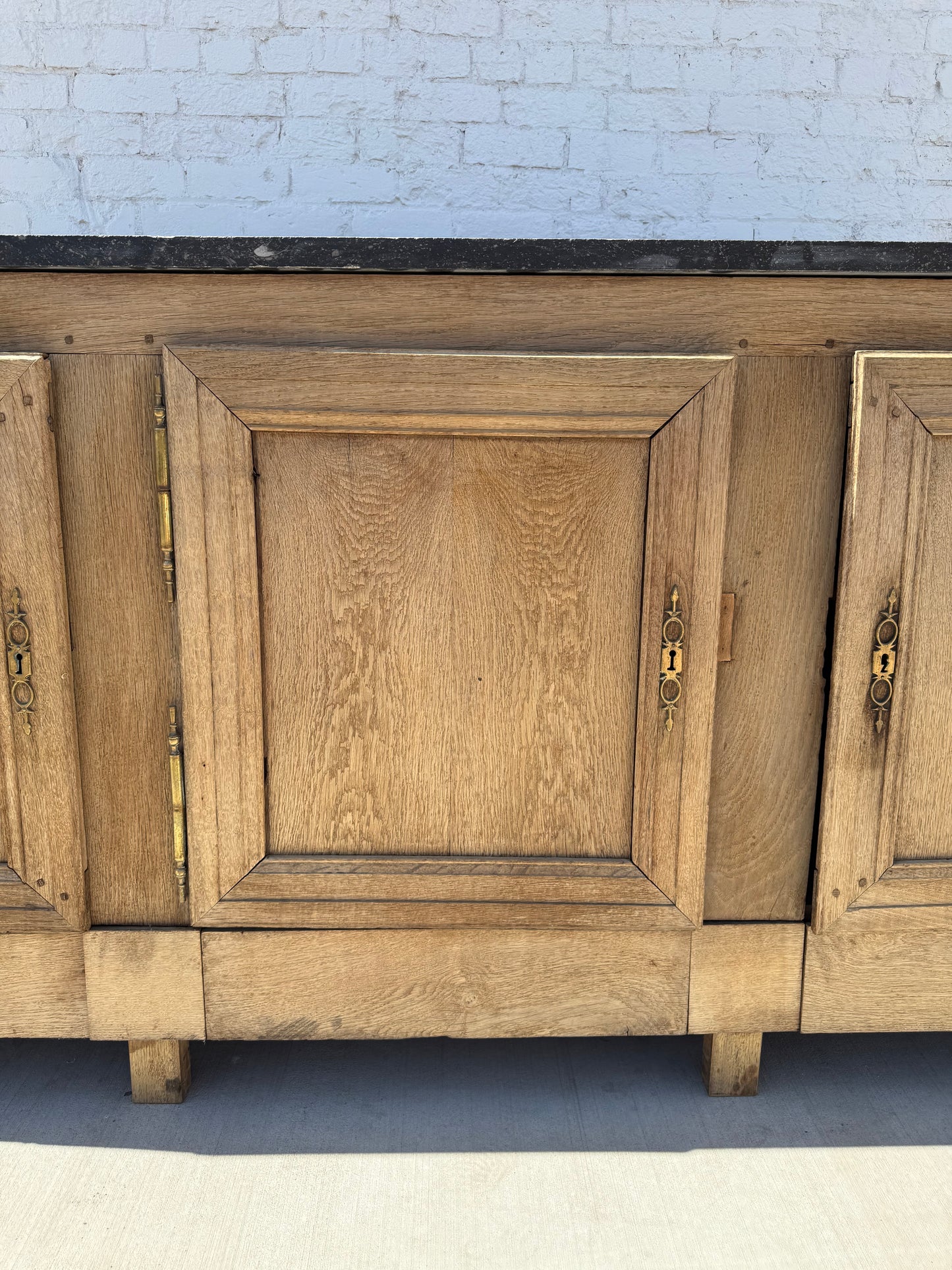Bleached Oak Sideboard With Marble Top, c.1850 from Bretagne Region of France
