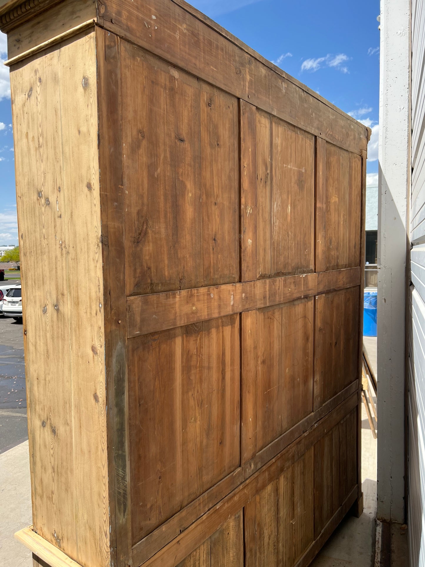 Antique 3-Section Wood Display Cabinet