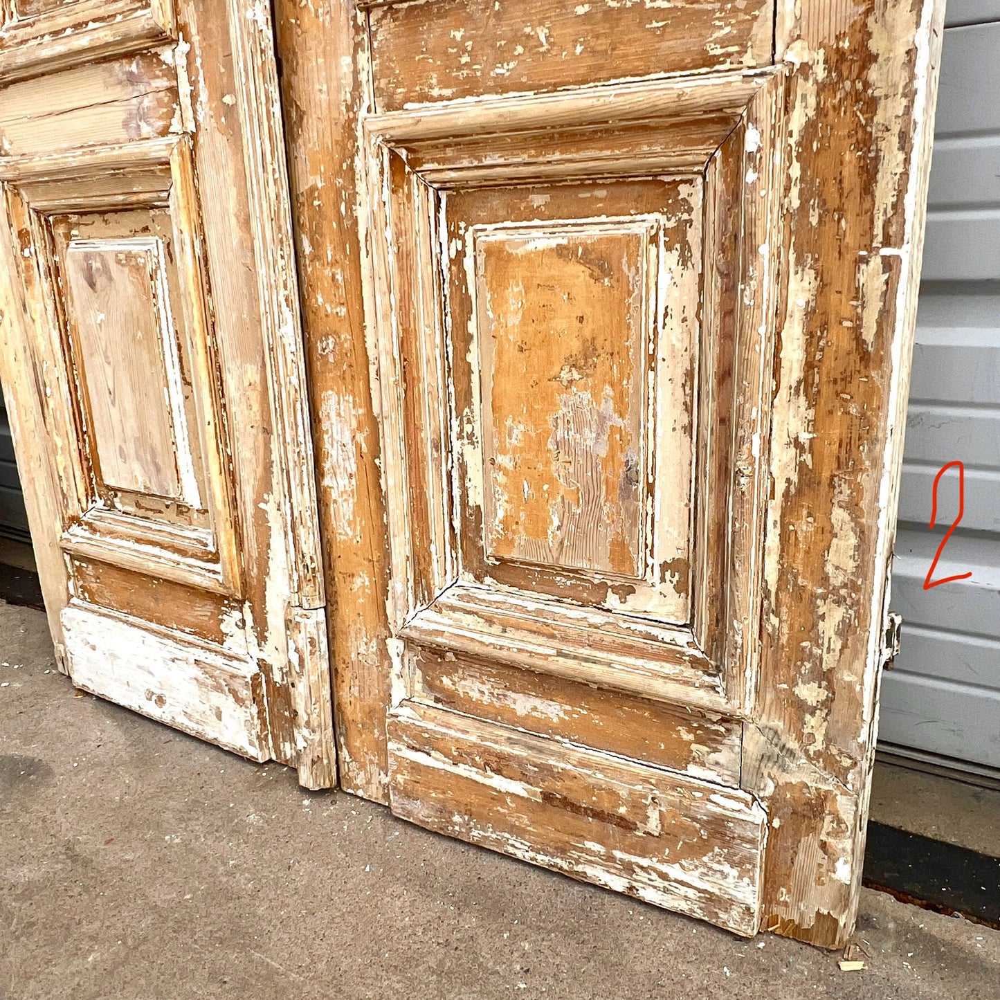 Pair of Antique 4 Panel Washed Wood Doors
