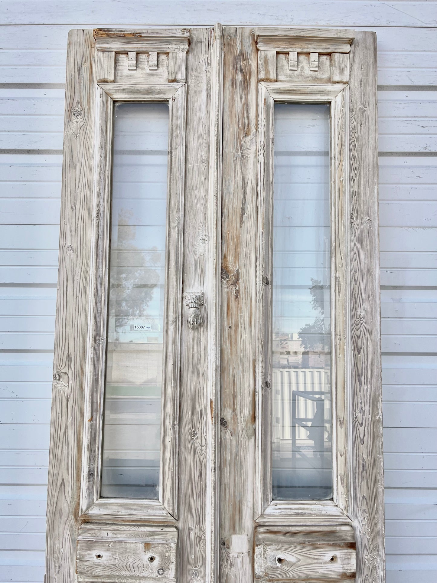 Pair of Washed Wood Doors w/2 Lites