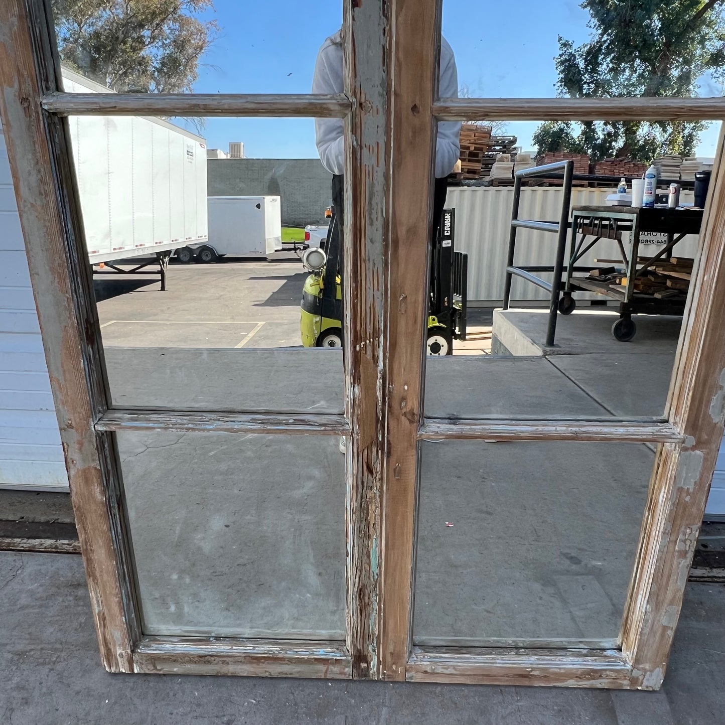 Wood Arched Mirror w/10 Panes