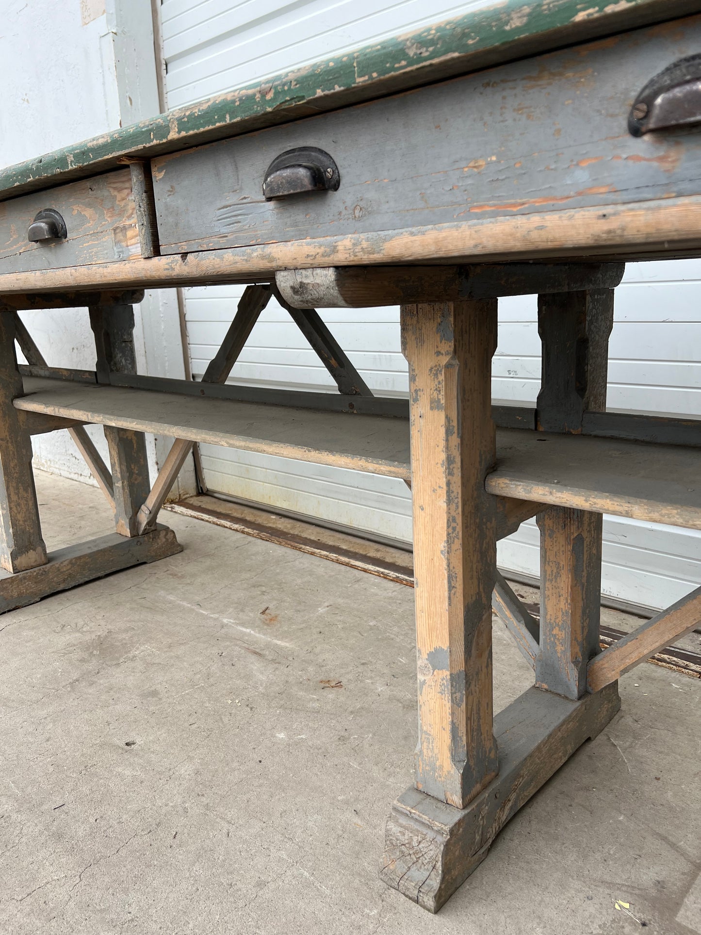 French Painted Work Table /Island with Drawers