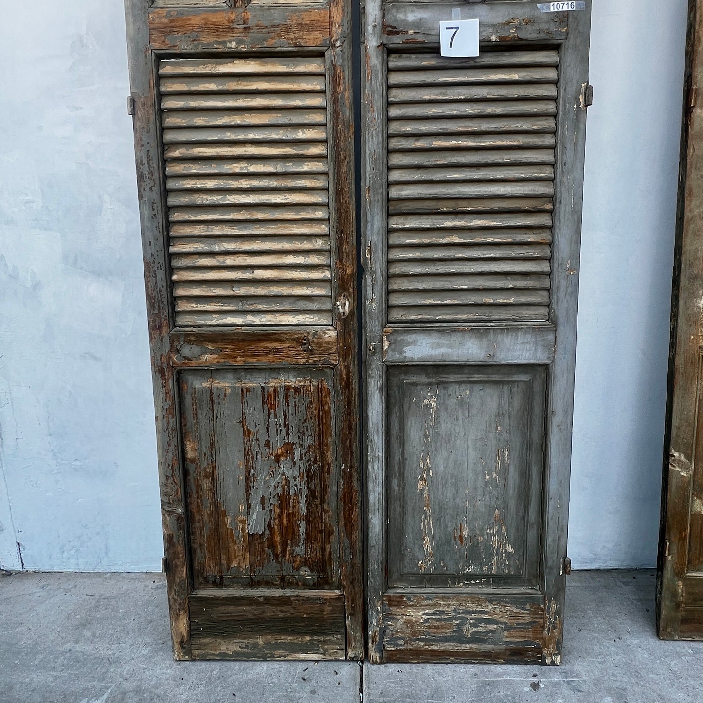 Pair of Tall French Wood Shutters