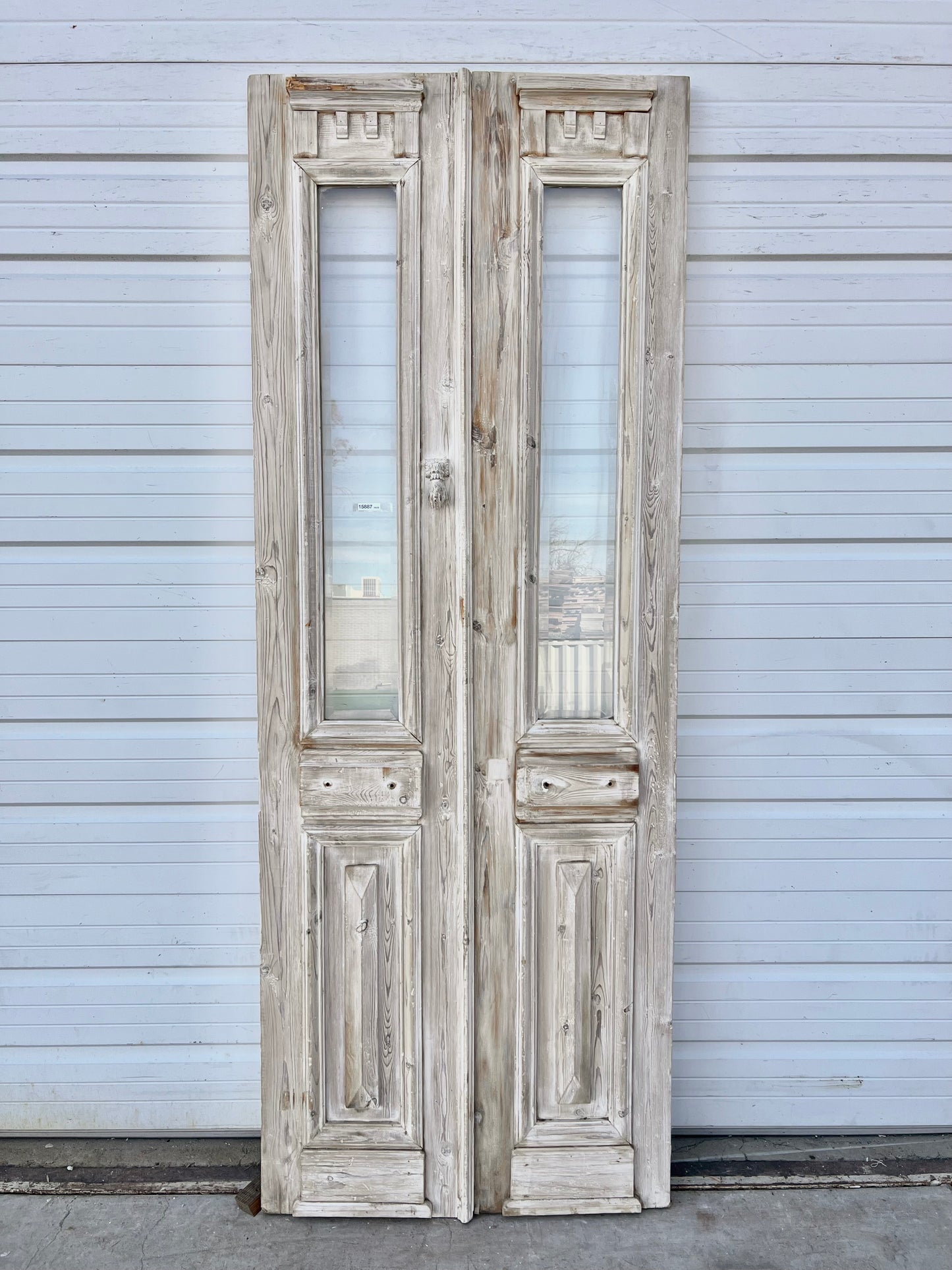 Pair of Washed Wood Doors w/2 Lites