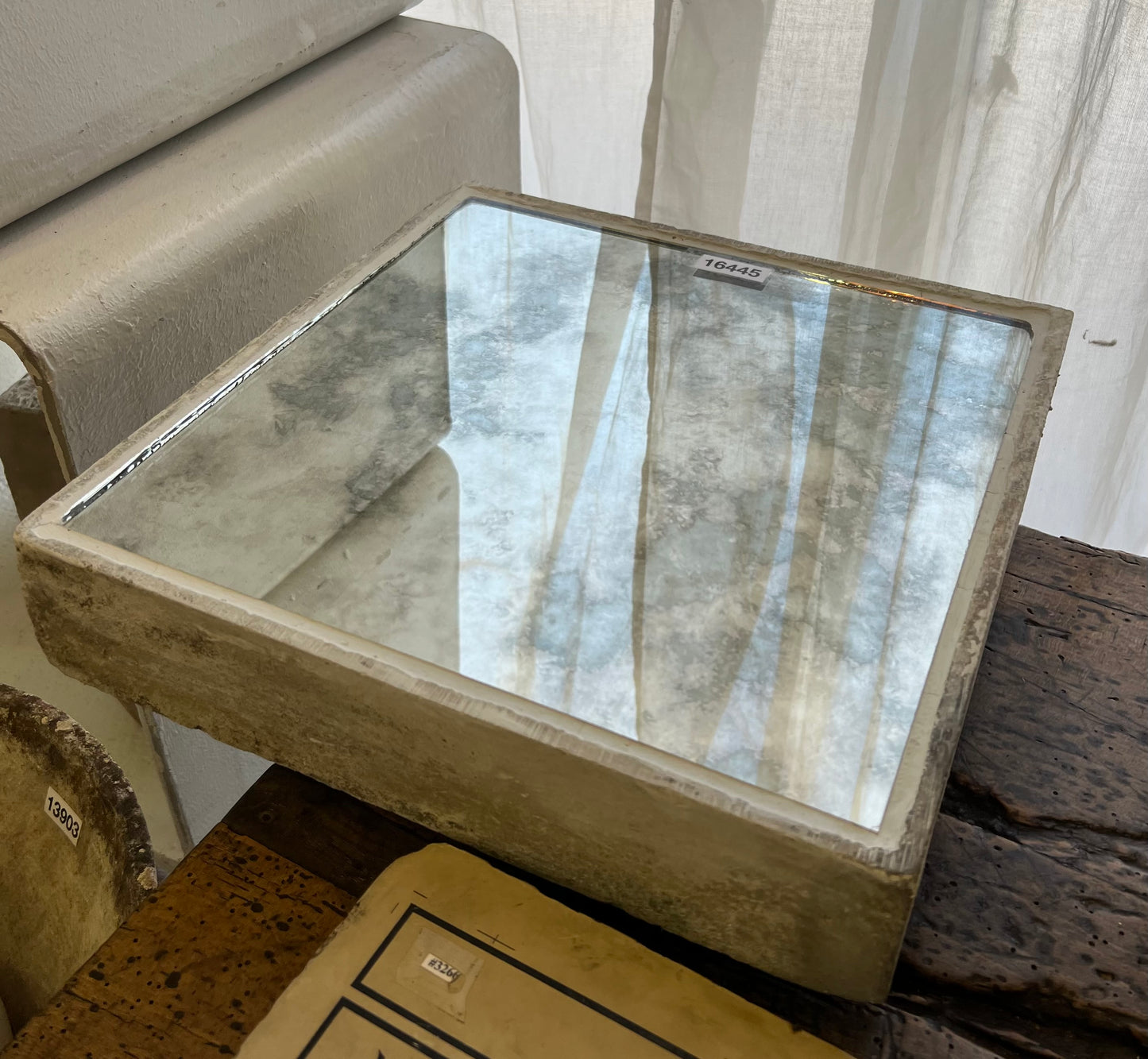 Single Willy Guhl Square Mirror (Antiqued Mirror)