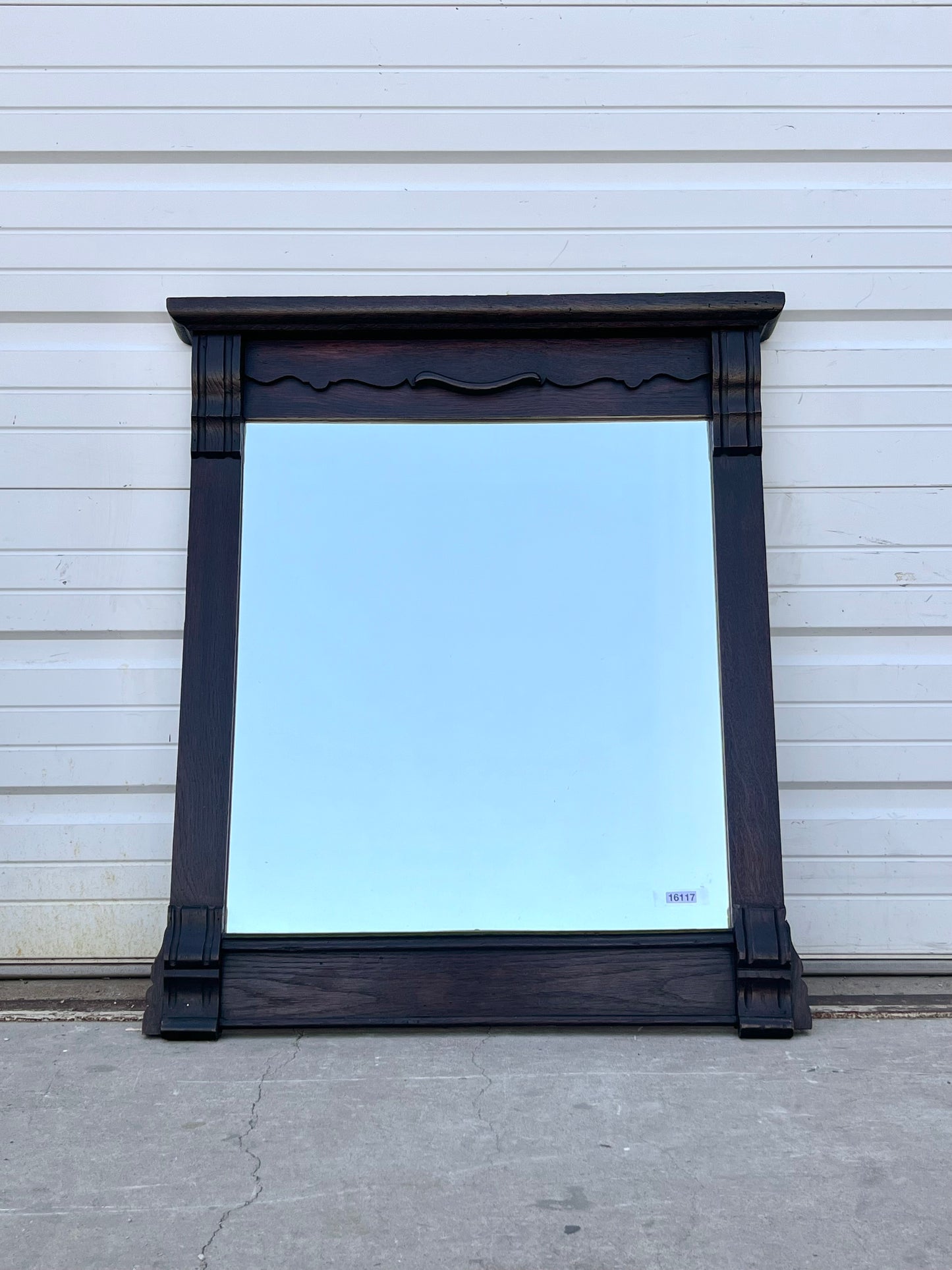 European Wood Framed Mirror with Scrolled Top
