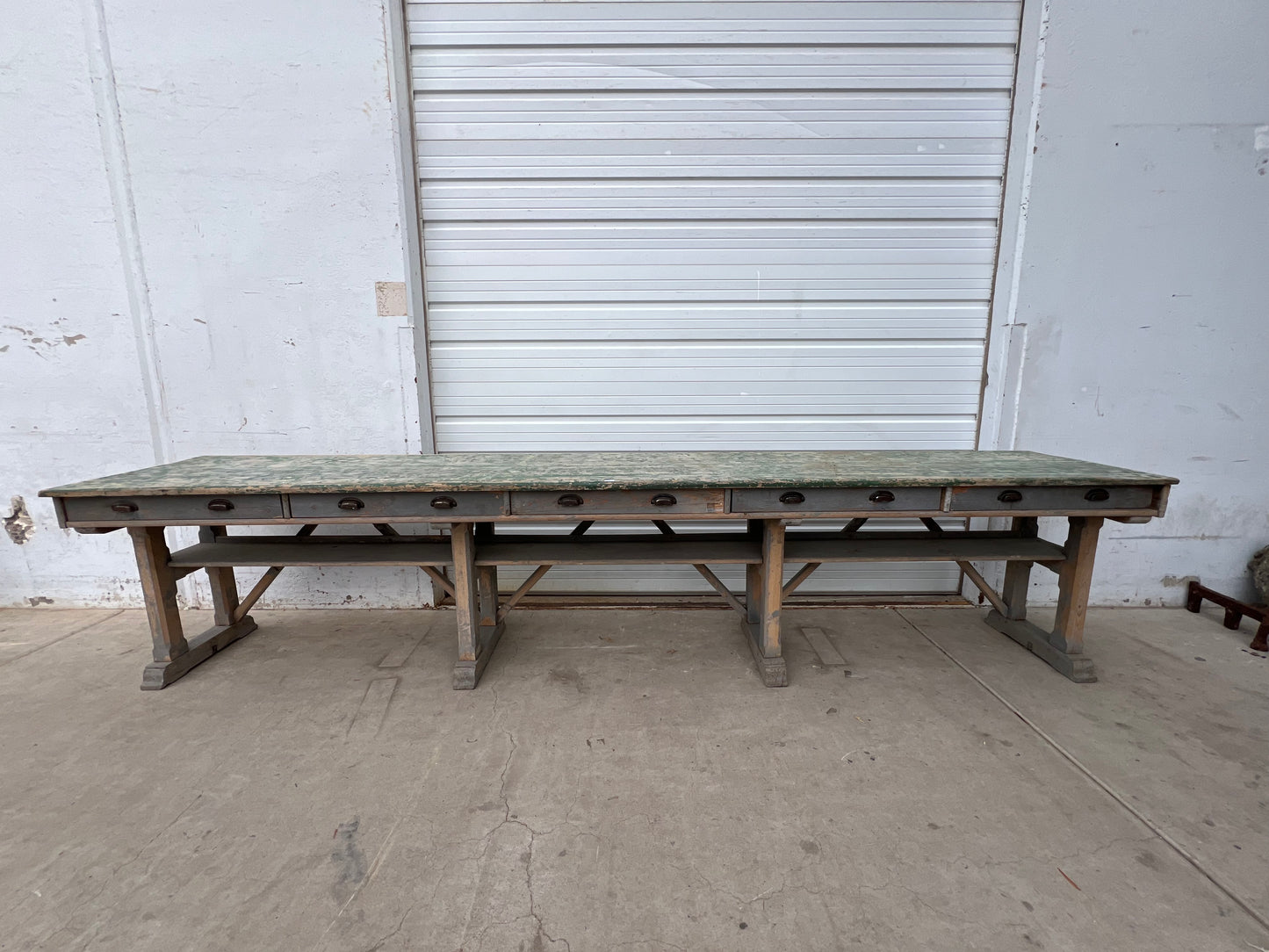 French Painted Work Table /Island with Drawers