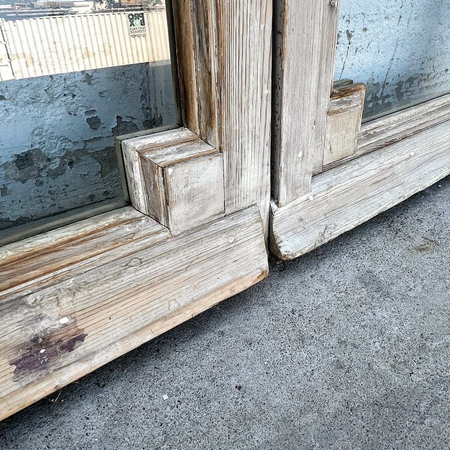 Pair of Antique Rectangle Natural Wood Windows