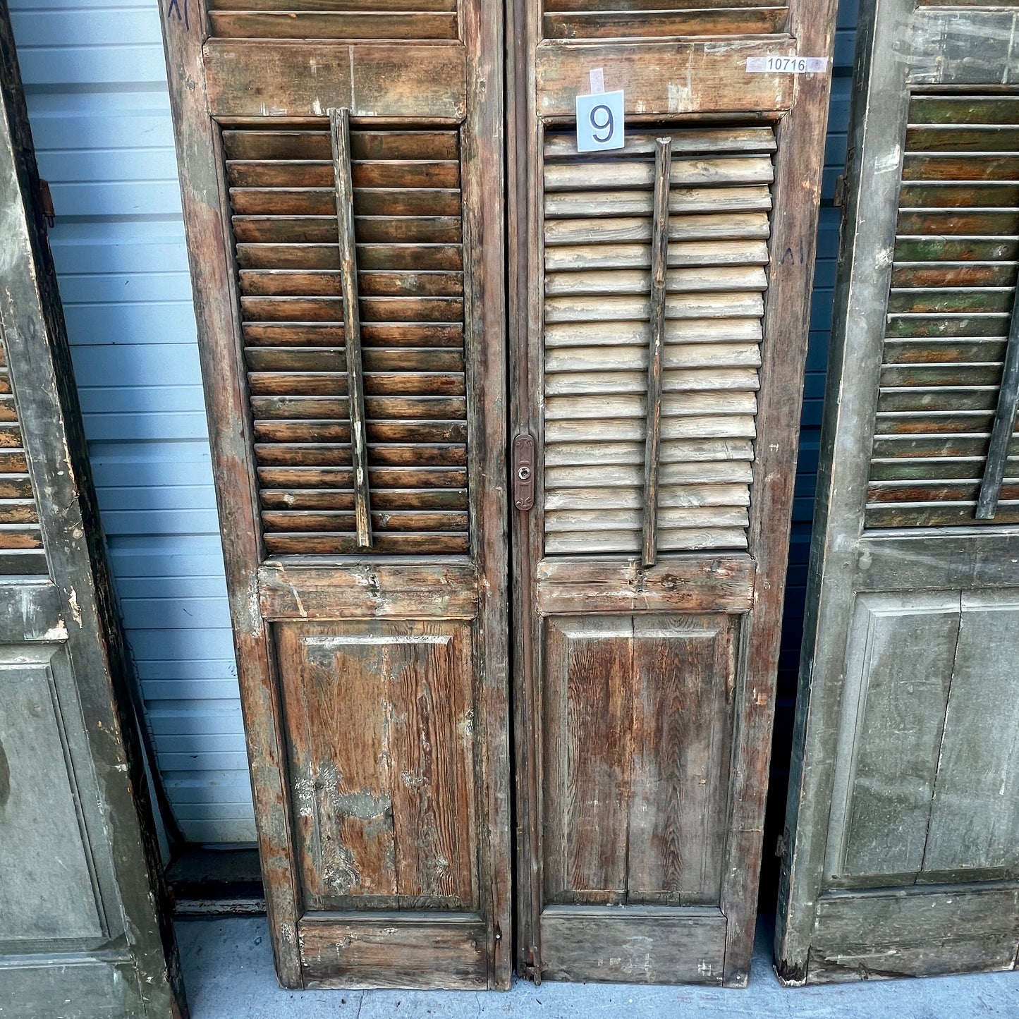 Pair of Tall French Wood Shutters