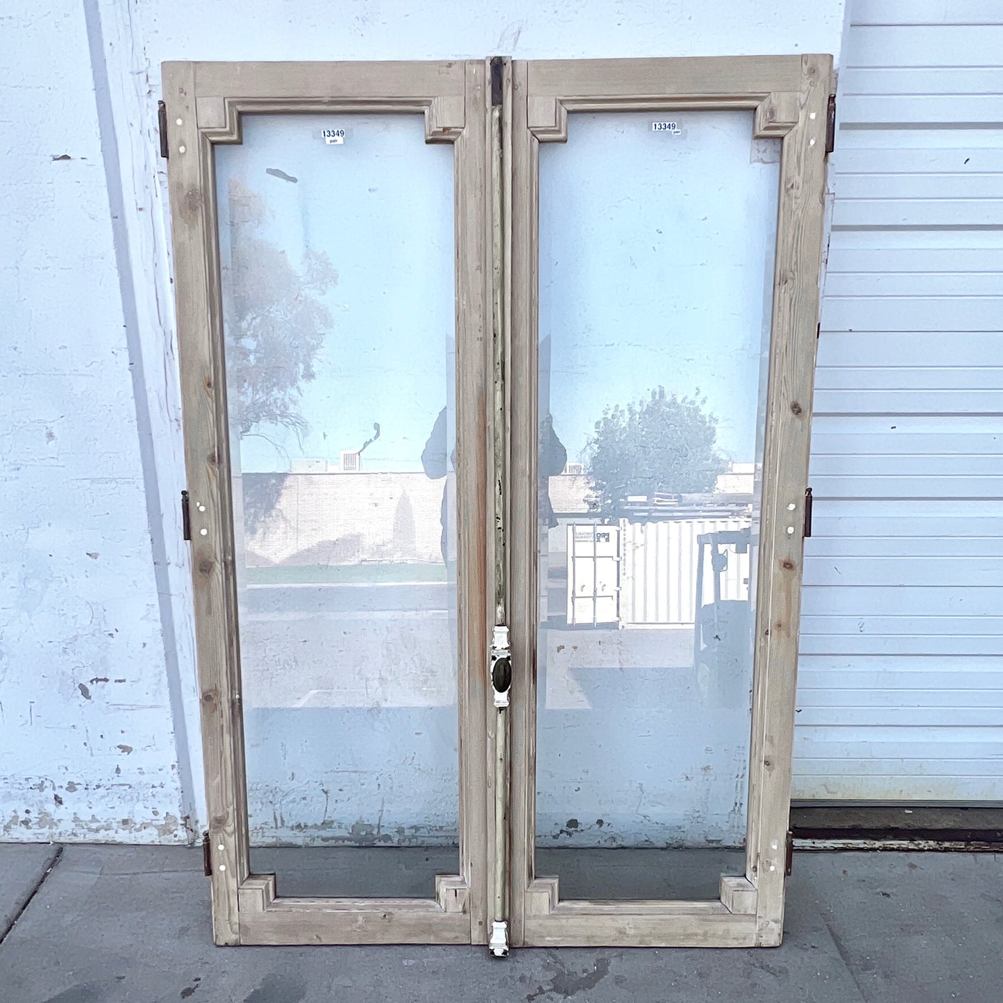Pair of Antique Rectangle Natural Wood Windows