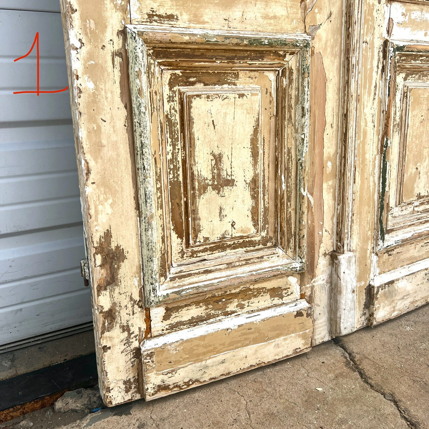 Pair of Antique 4 Panel Washed Wood Doors