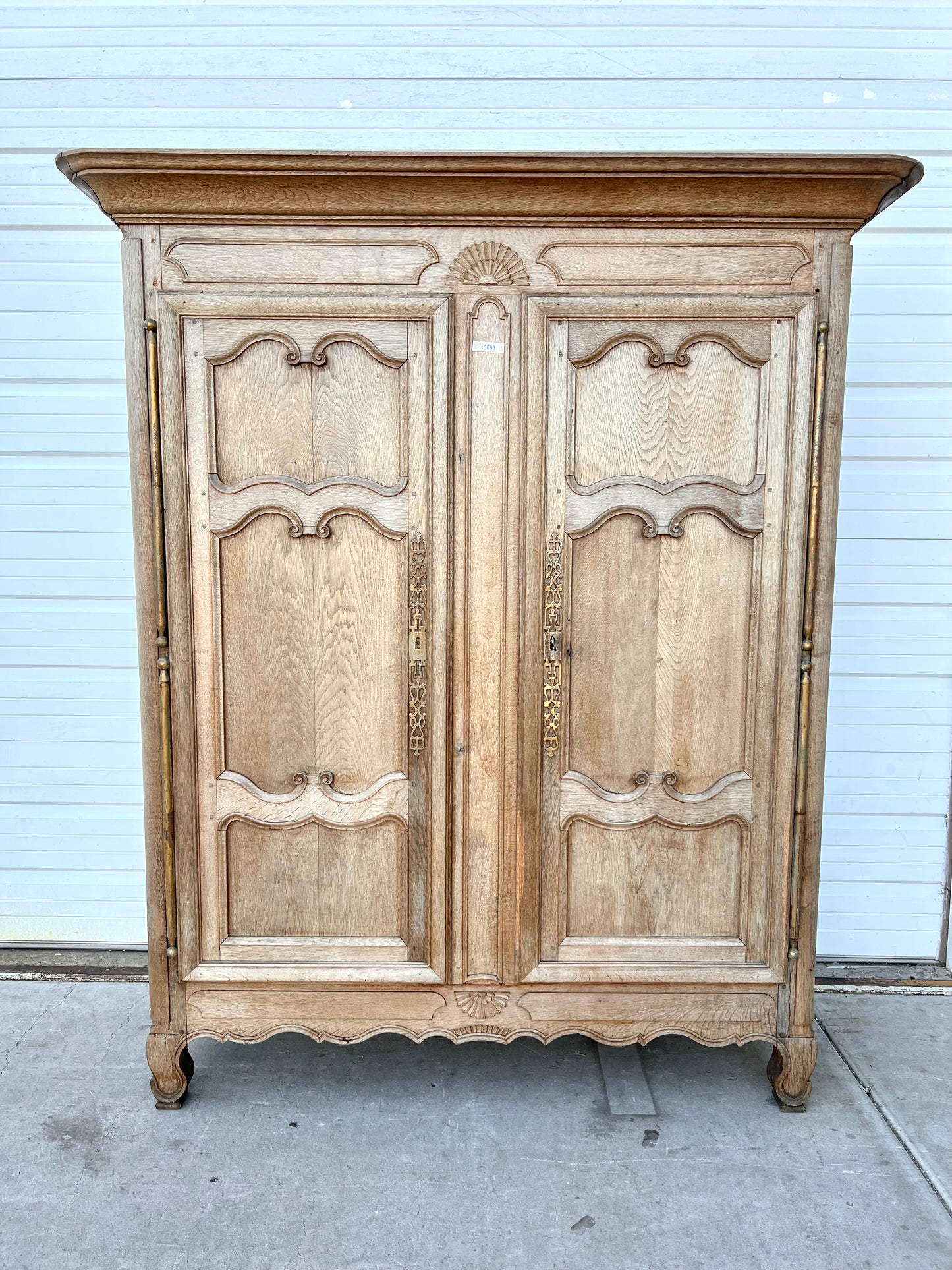 Bleached French Wardrobe Cabinet / Armoire, C.1840 Normandy, France
