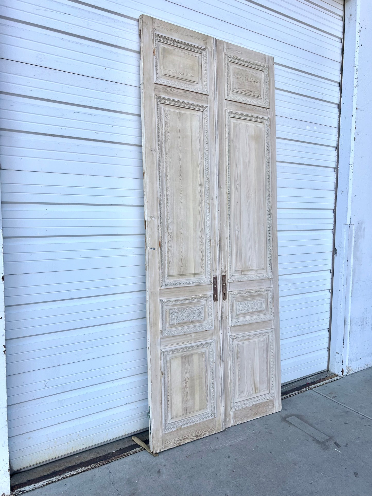 Pair of 4-Panel Wood Doors w/Floral Carving