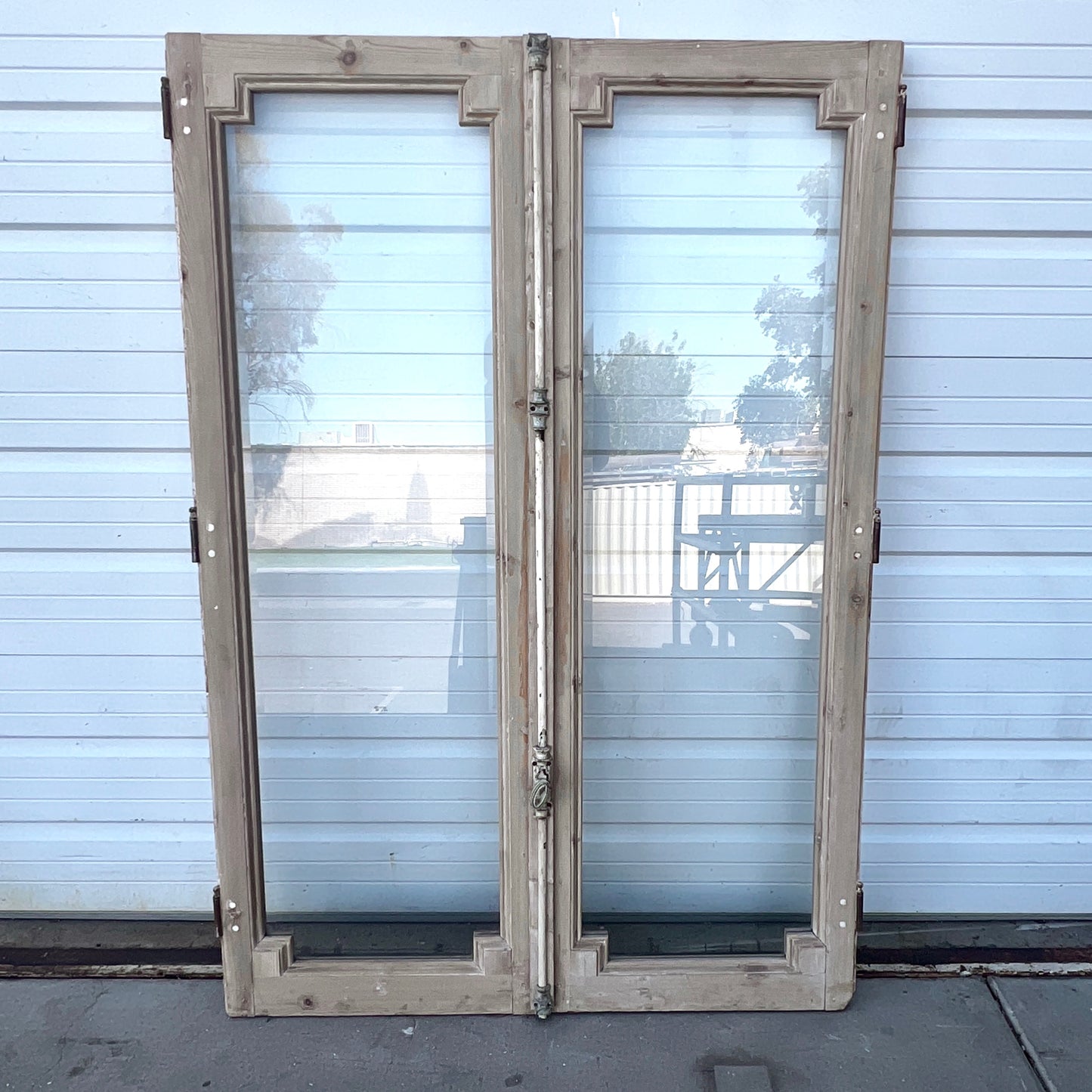 Pair of Antique Rectangle Natural Wood Windows