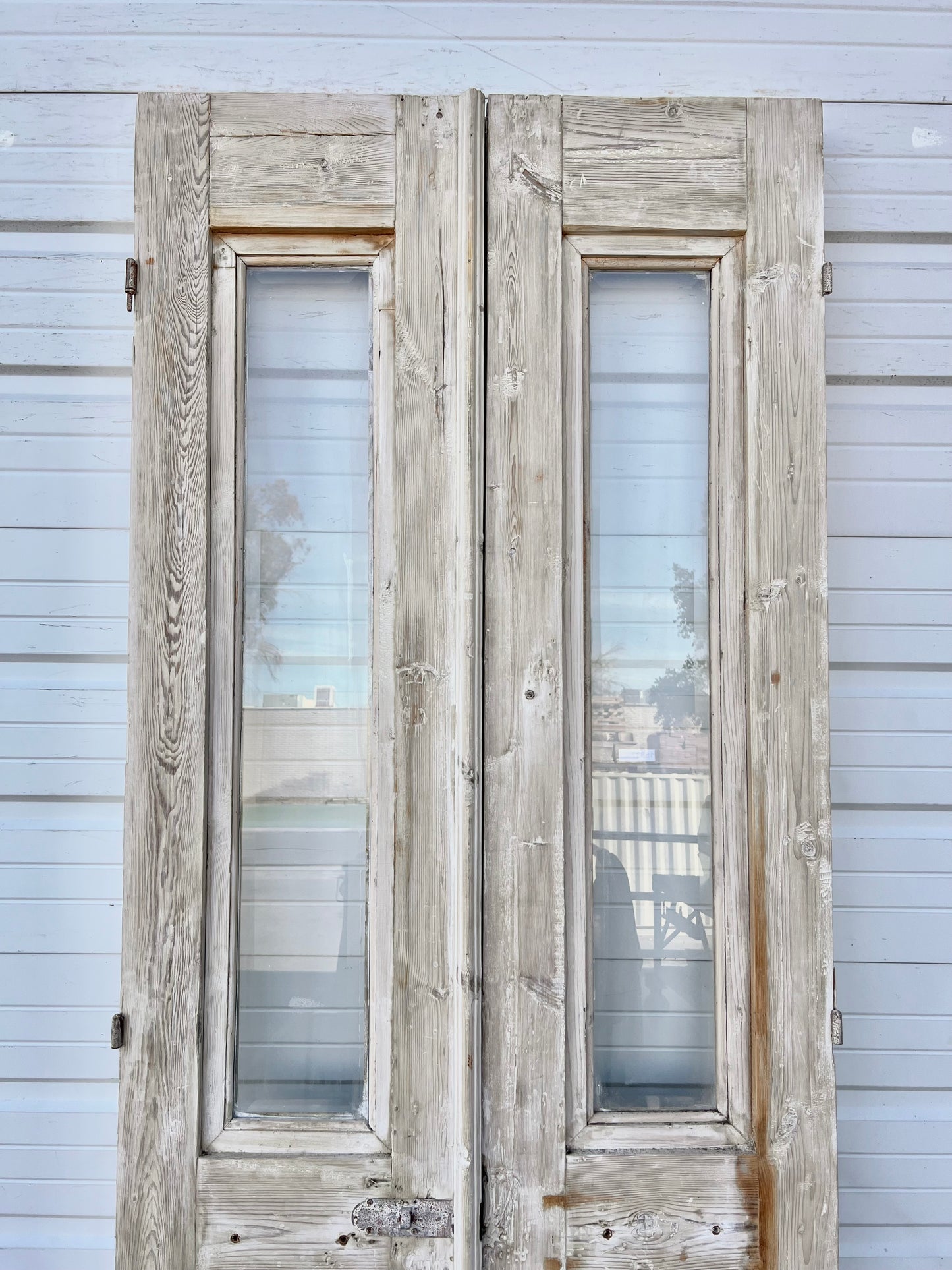 Pair of Washed Wood Doors w/2 Lites