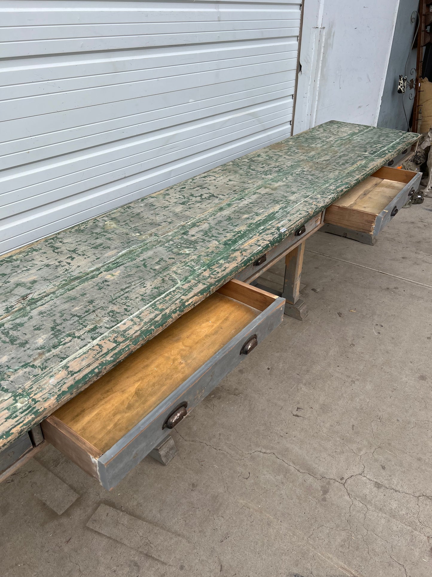 French Painted Work Table /Island with Drawers