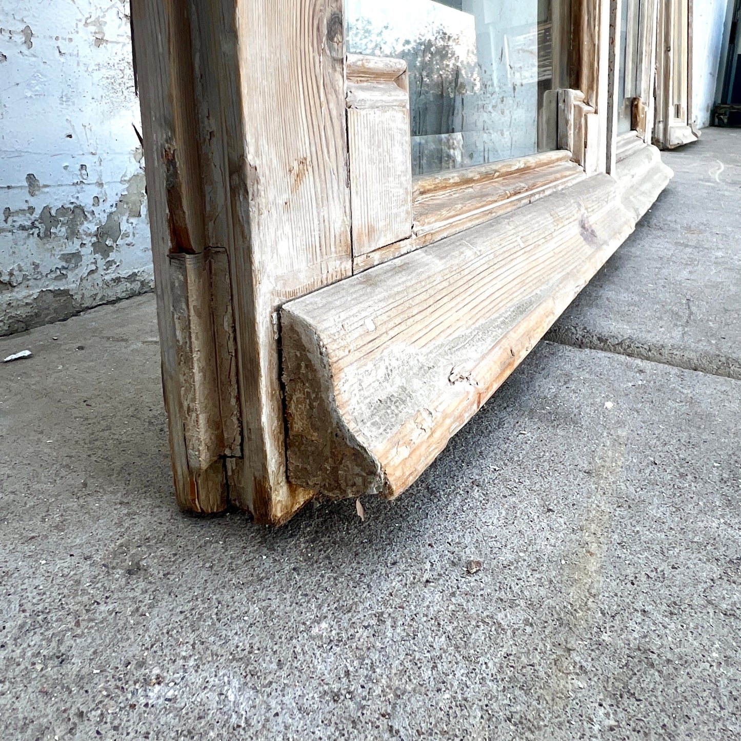 Pair of Antique Rectangle Natural Wood Windows