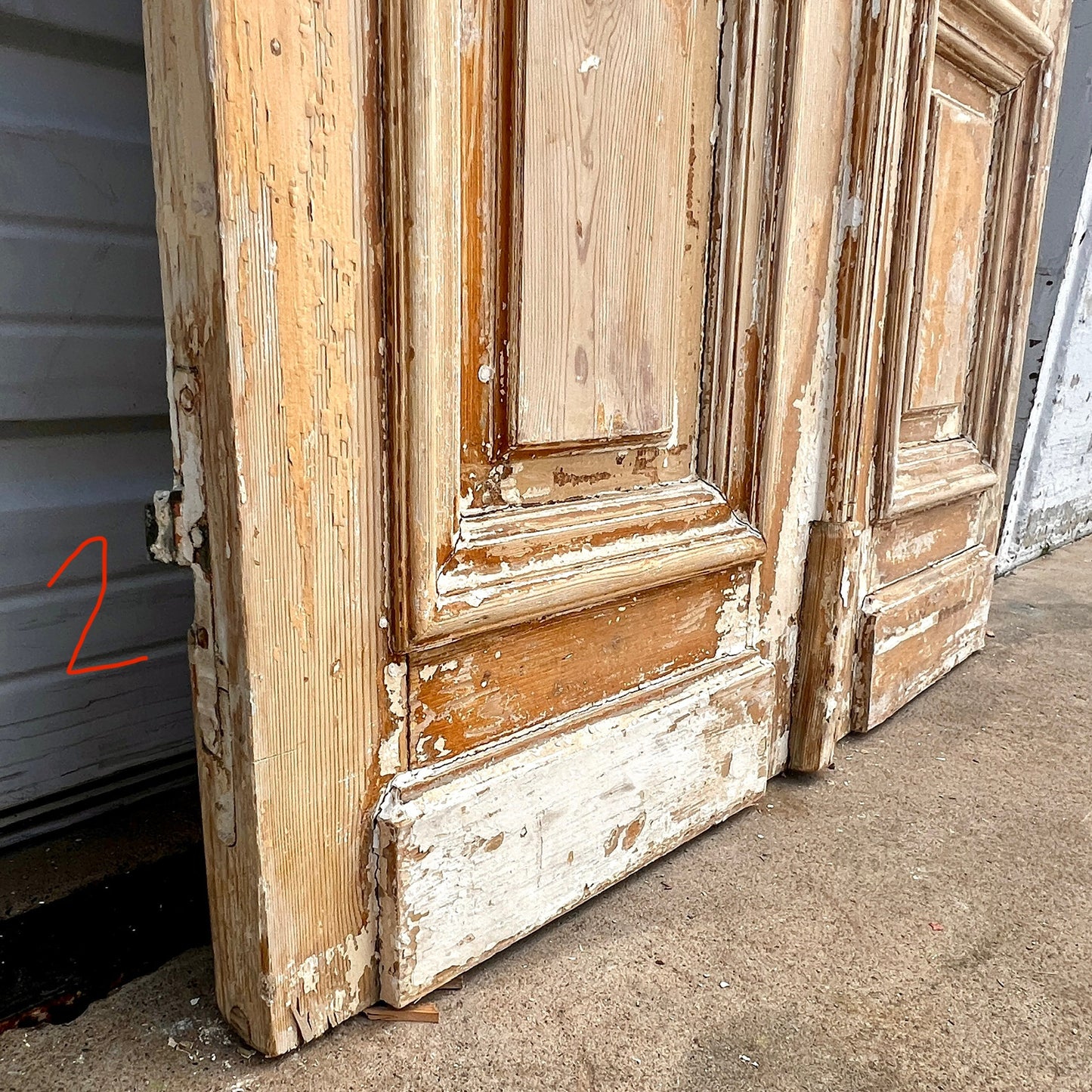 Pair of Antique 4 Panel Washed Wood Doors