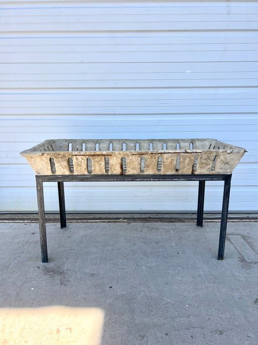 Rectangular Perforated Stone Planter on Iron Stand