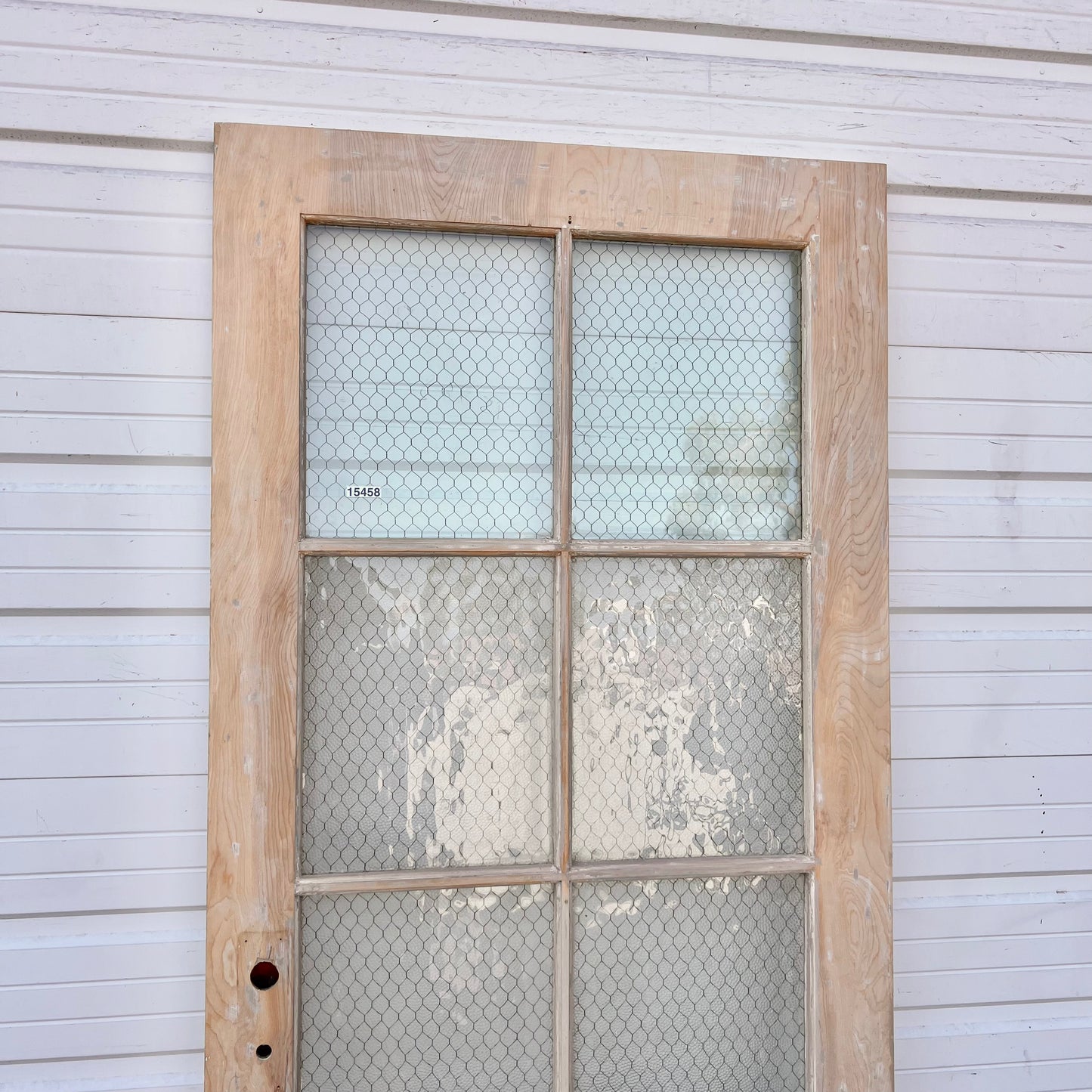 Vintage Wooden Door with Chicken Wire Glass