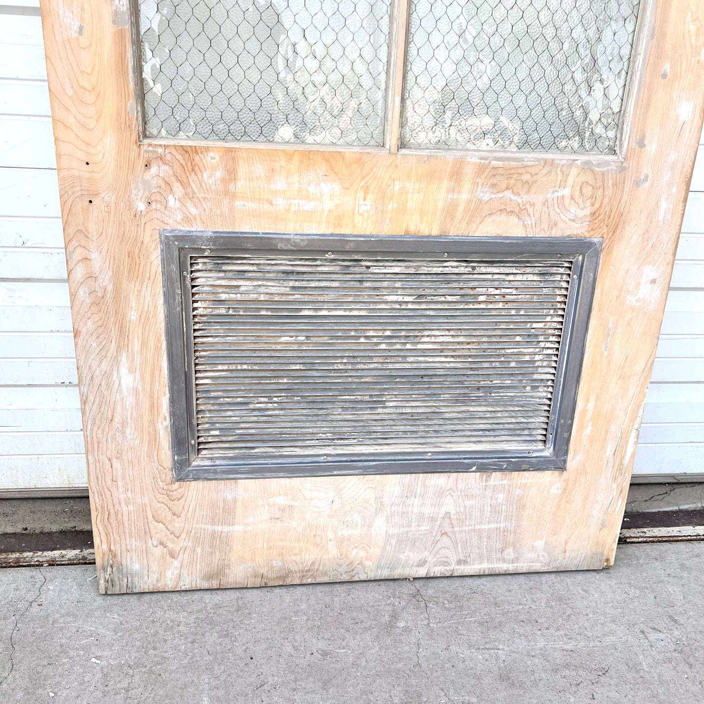 Vintage Wooden Door with Chicken Wire Glass