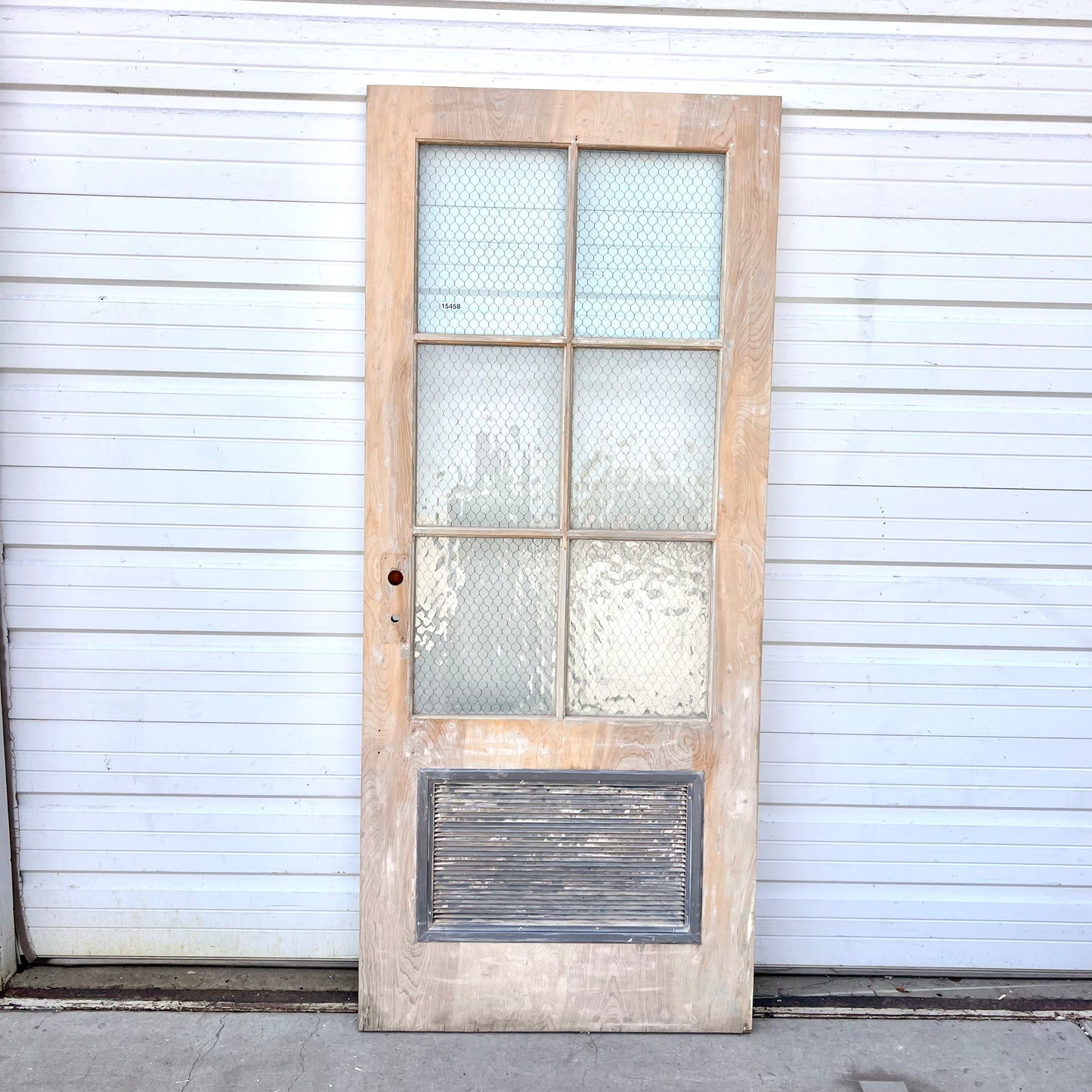 Vintage Wooden Door with Chicken Wire Glass