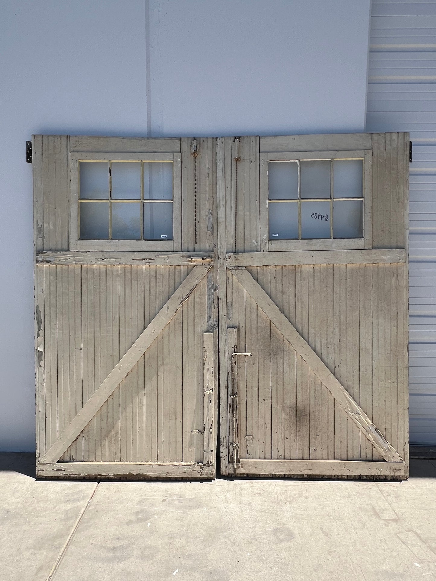 Single White 6 Lite Bead Board Antique Barn Door