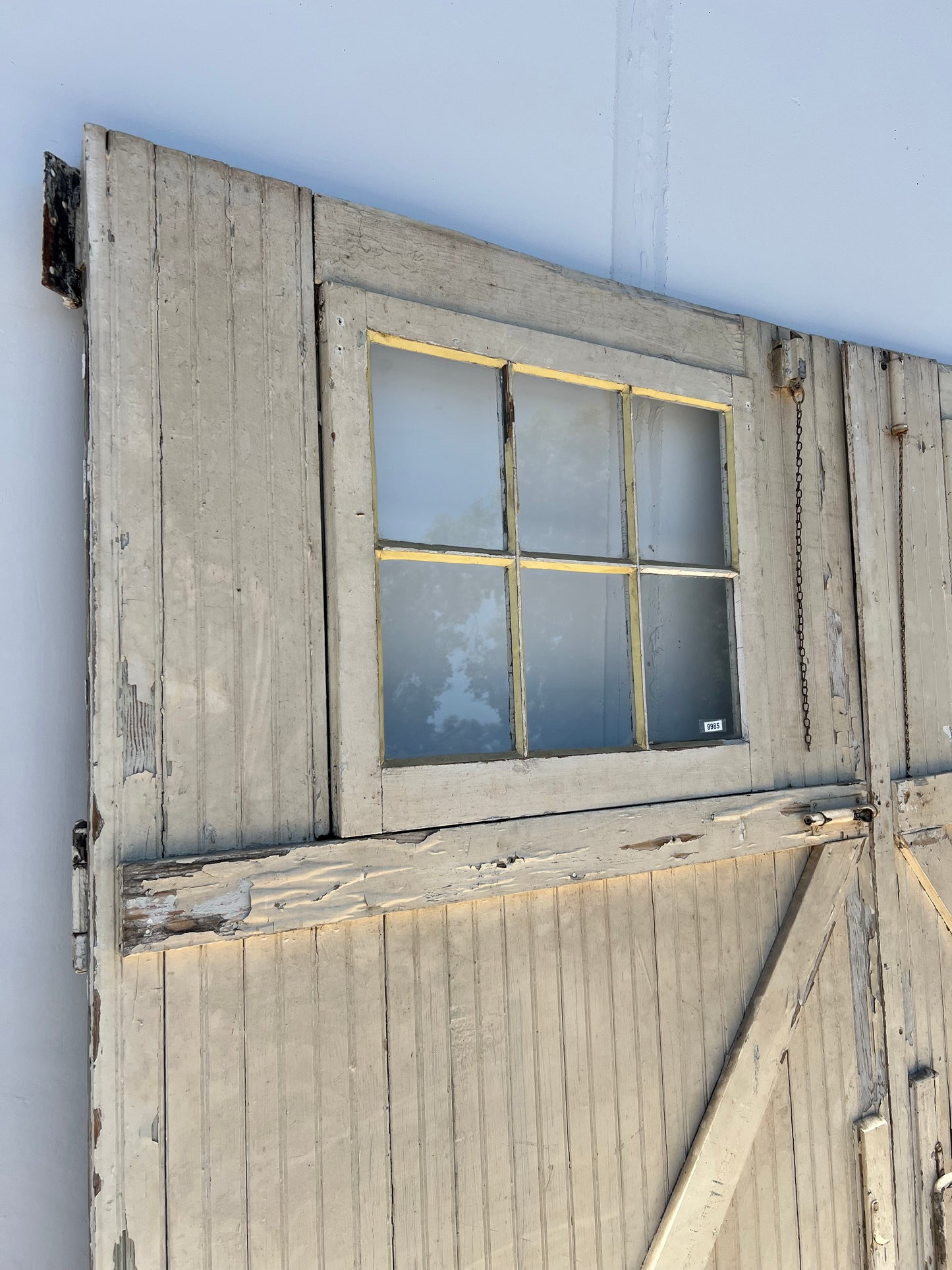 Single White 6 Lite Bead Board Antique Barn Door