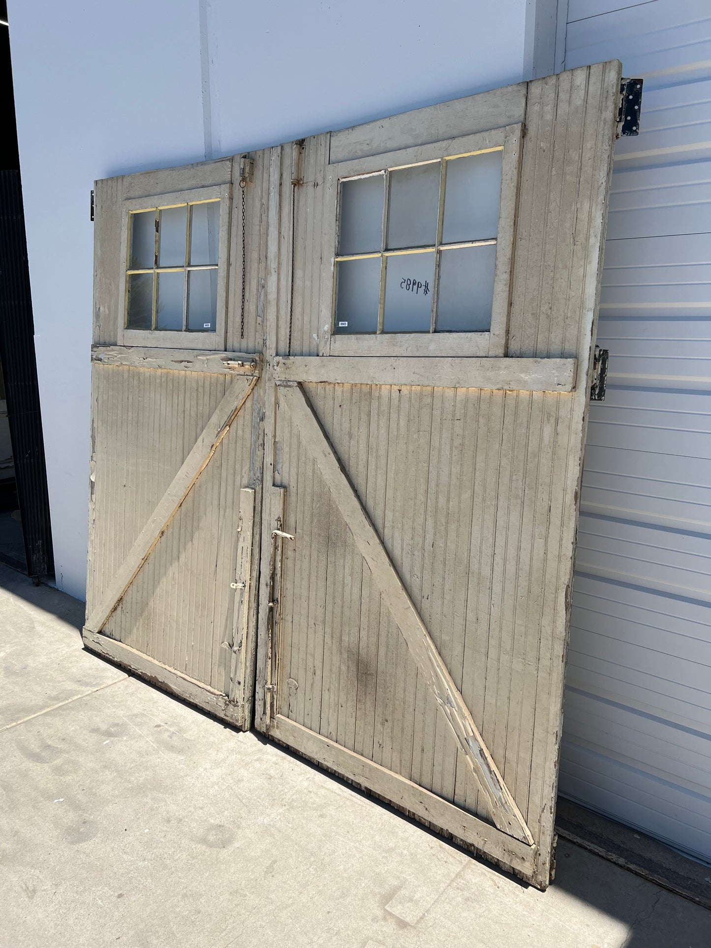 Single White 6 Lite Bead Board Antique Barn Door