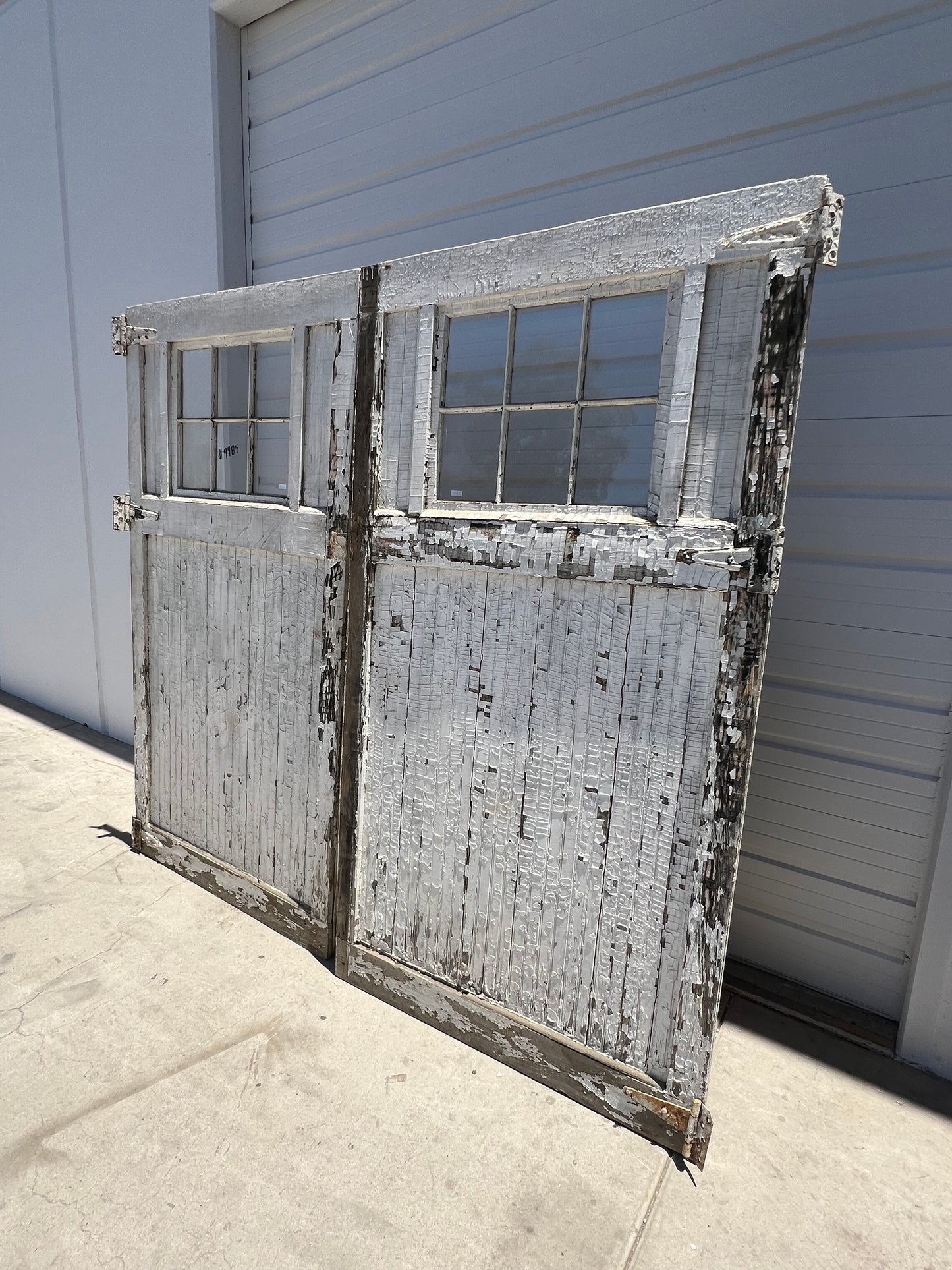 Single White 6 Lite Bead Board Antique Barn Door