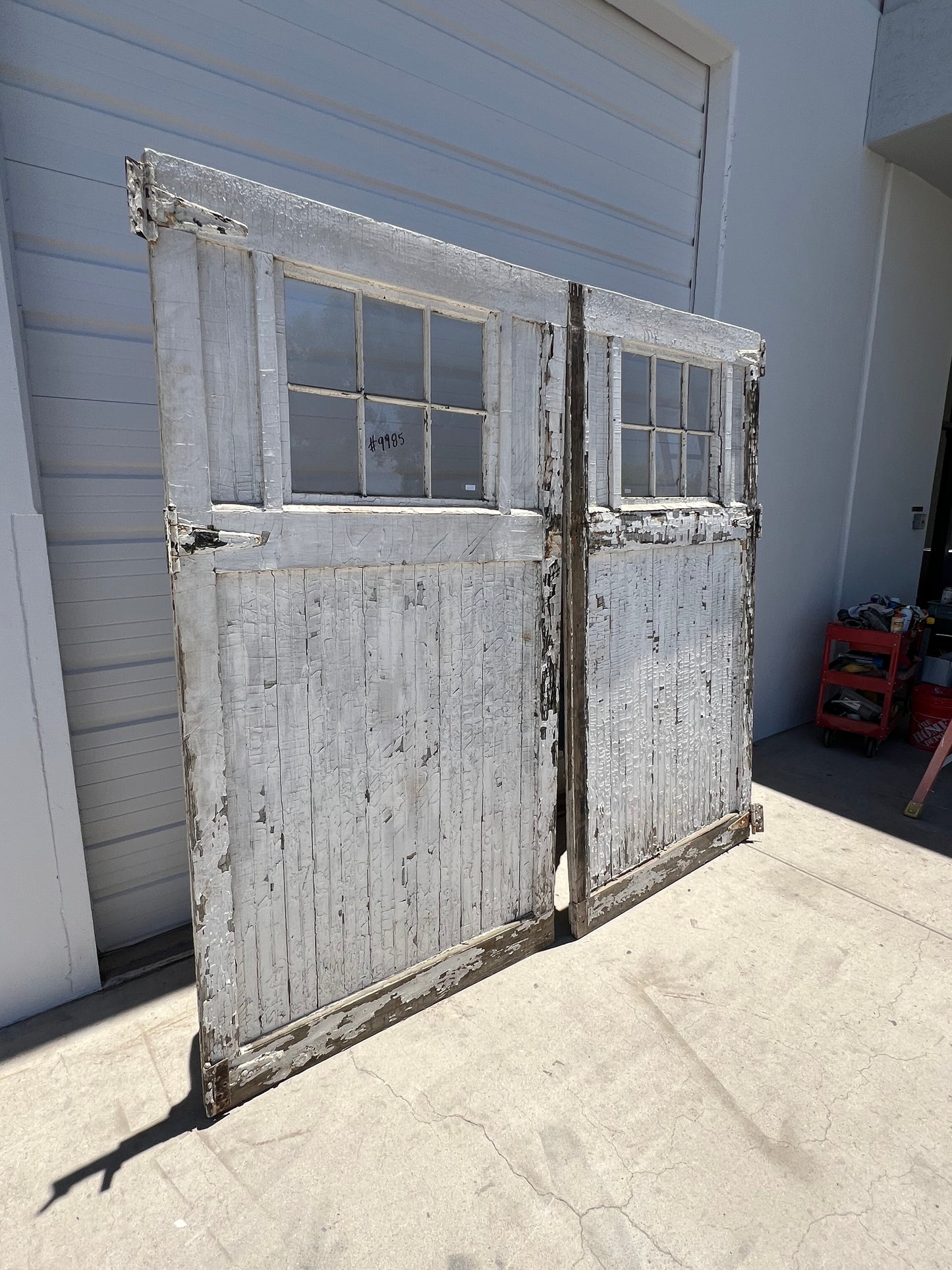 Single White 6 Lite Bead Board Antique Barn Door