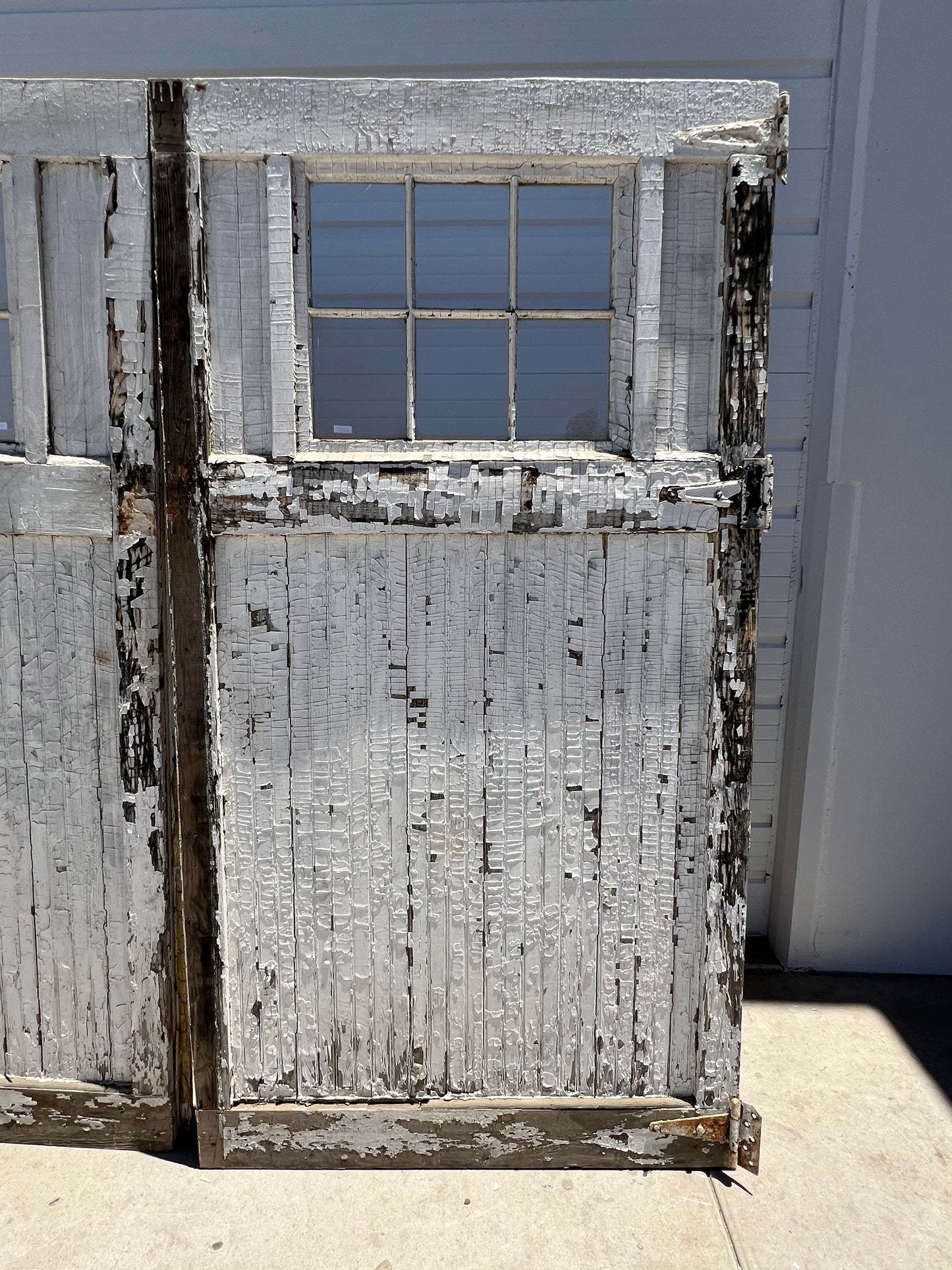 Single White 6 Lite Bead Board Antique Barn Door