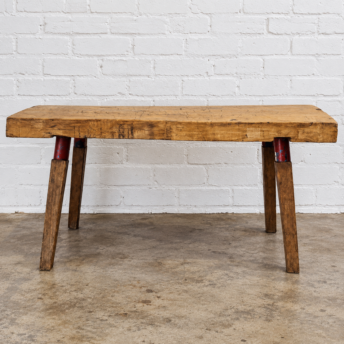 French Bleached Butcher Block Work Table