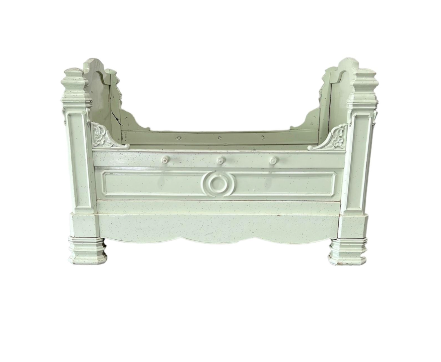 Early Painted Child's (Baby) Bed with Drawer