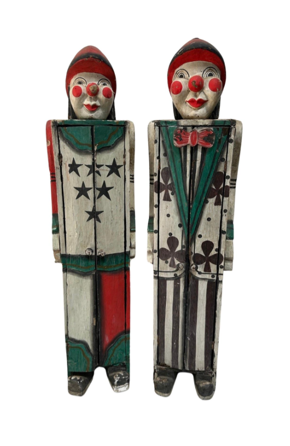 Pair of Folk Art Clown Cabinets