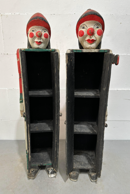 Pair of Folk Art Clown Cabinets