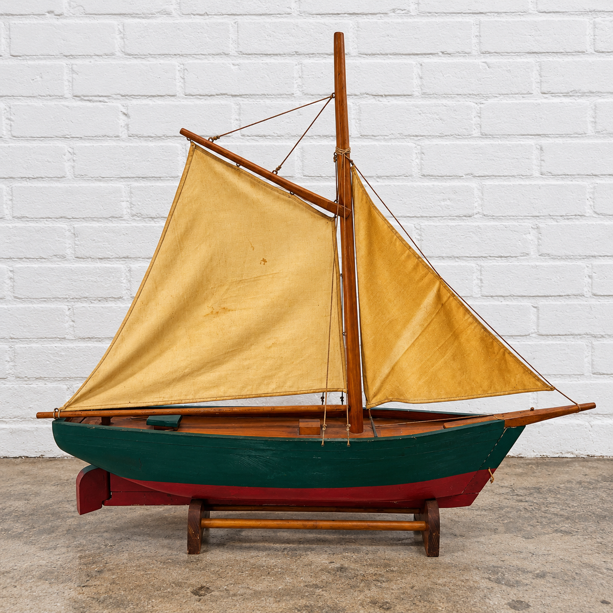 Handmade Pond Boat on Stand